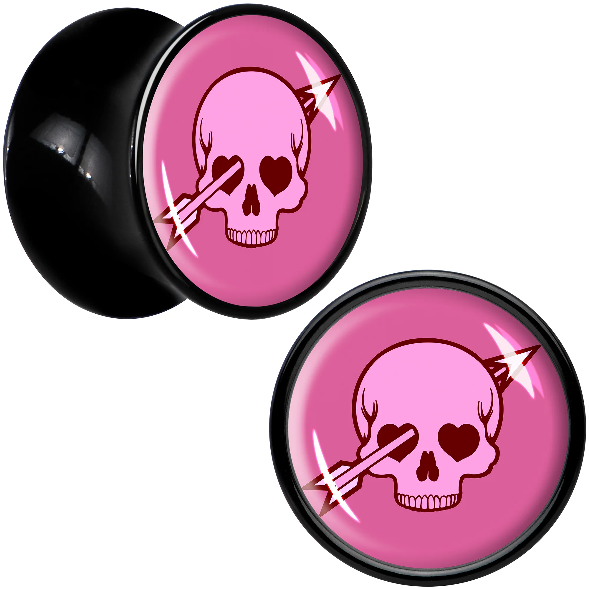 Valentine Cupid Skull Black Acrylic Saddle Plug Set by Onyx O - Image 3