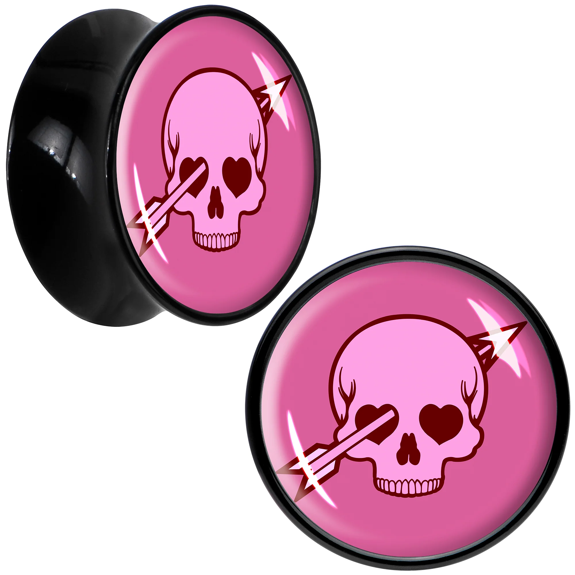 Valentine Cupid Skull Black Acrylic Saddle Plug Set by Onyx O - Image 6