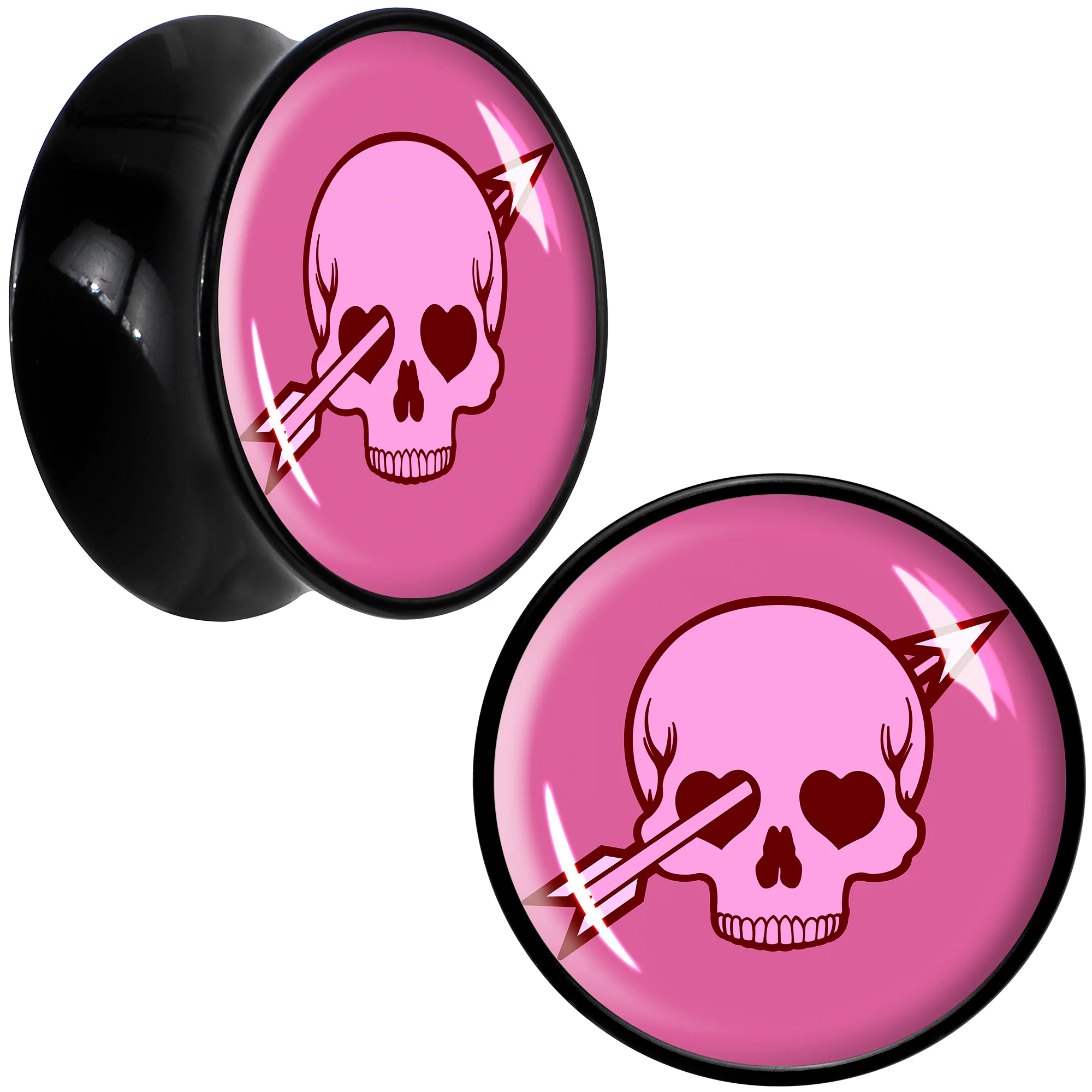 Valentine Cupid Skull Black Acrylic Saddle Plug Set by Onyx O - Image 8