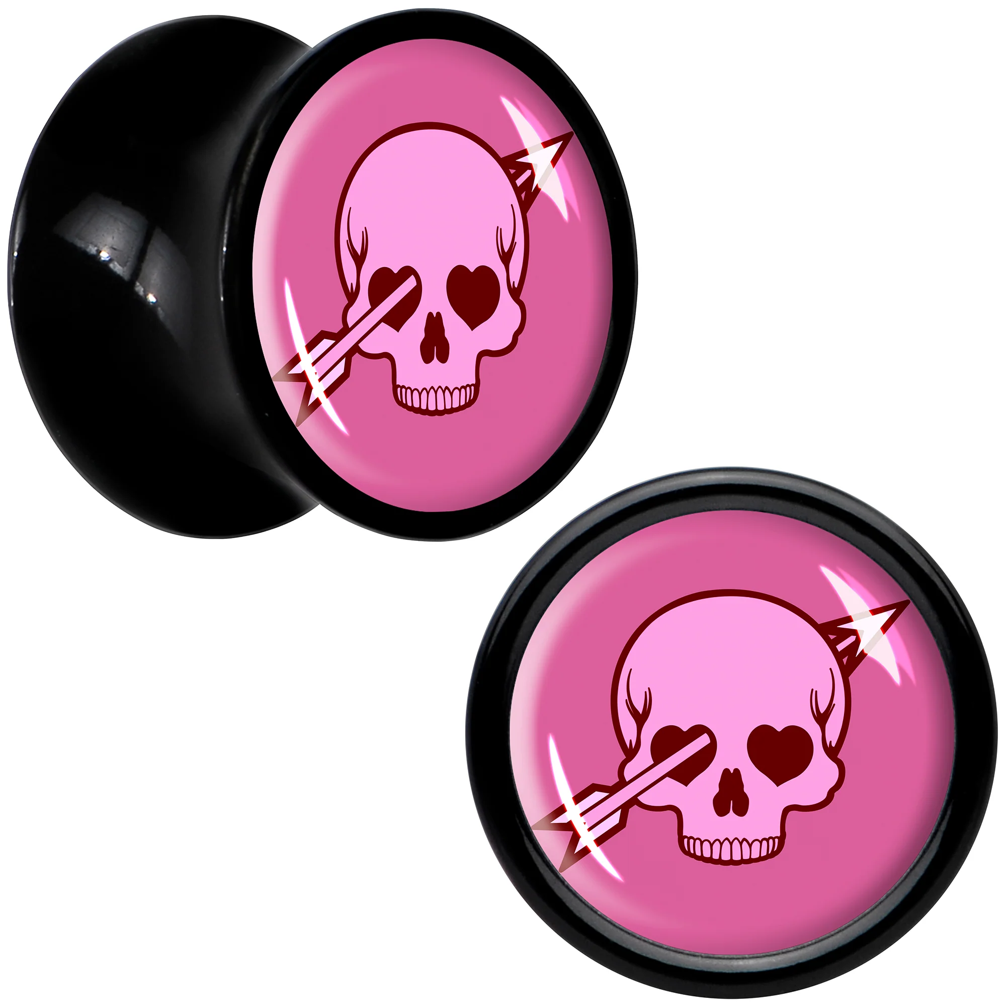 Valentine Cupid Skull Black Acrylic Saddle Plug Set by Onyx O - Image 9