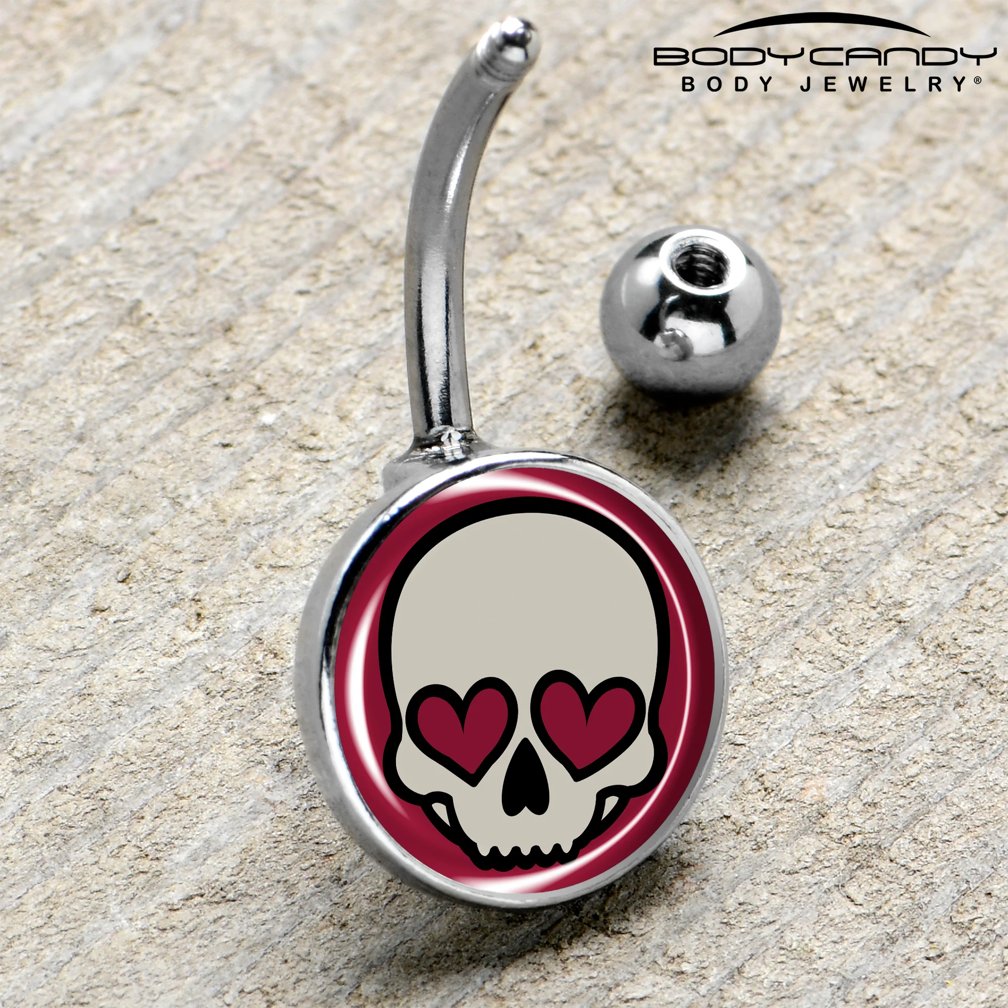 Valentine Heart Skull Belly Ring - Image 4