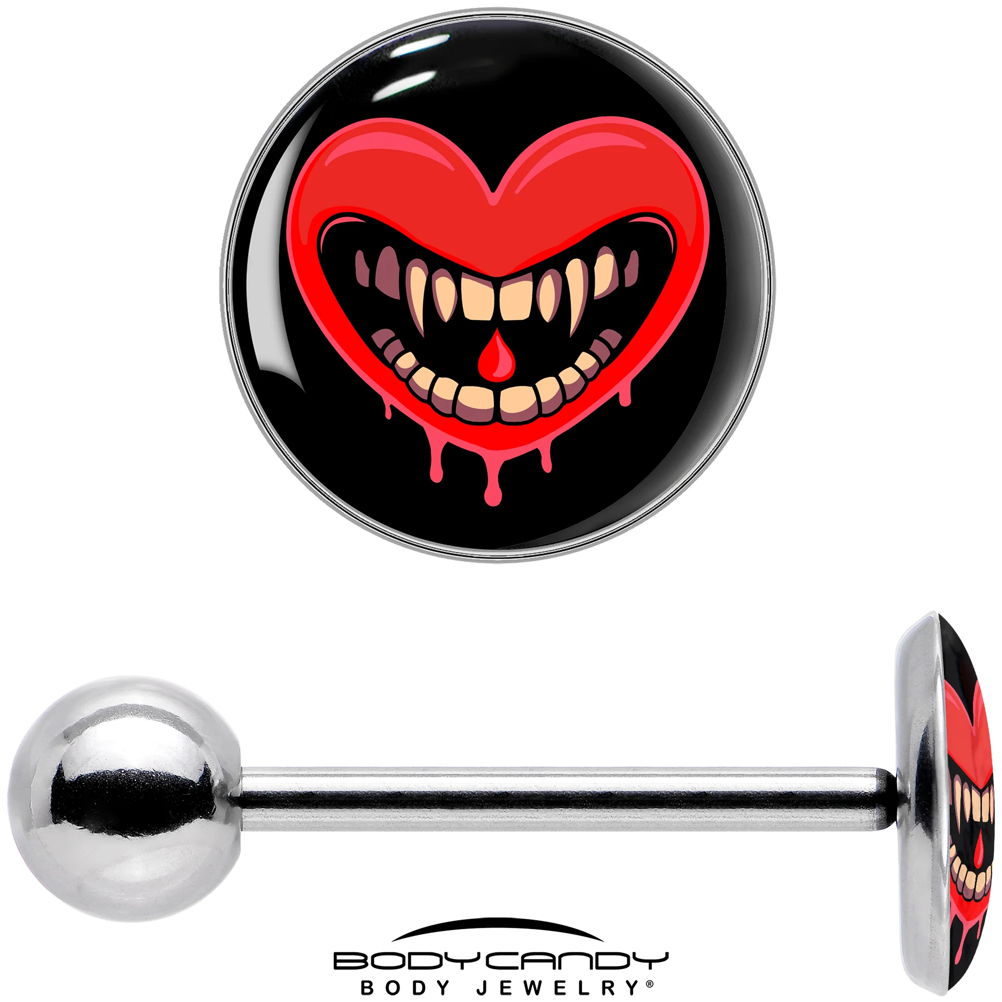 Valentine Heart Vampire Barbell Tongue Ring - Image 7