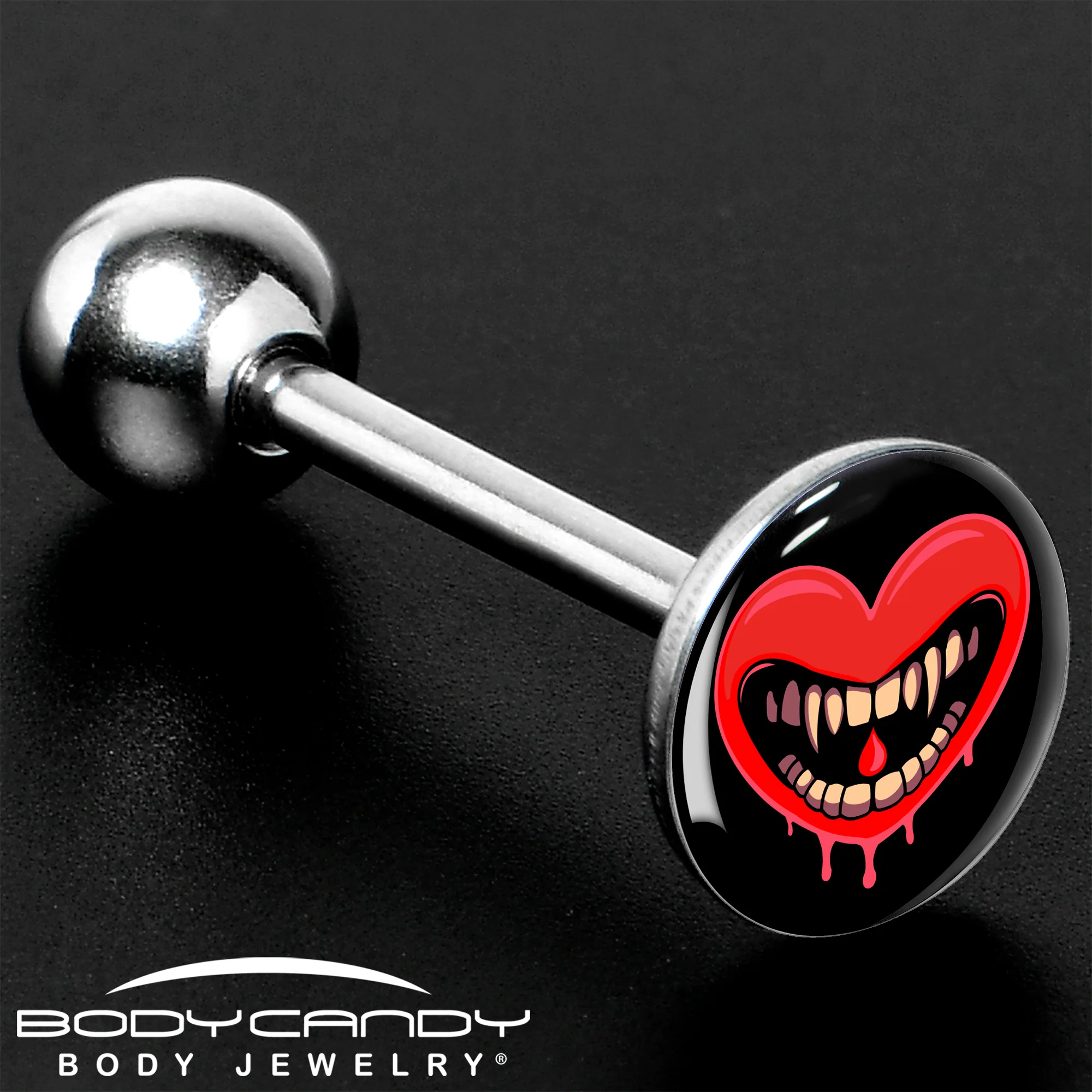Valentine Heart Vampire Barbell Tongue Ring - Image 8