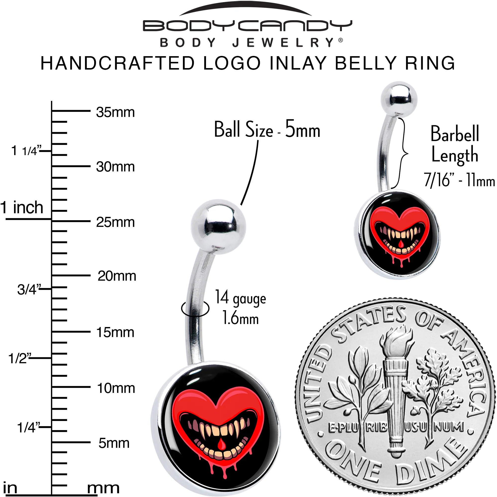 Valentine Heart Vampire Belly Ring - Image 6