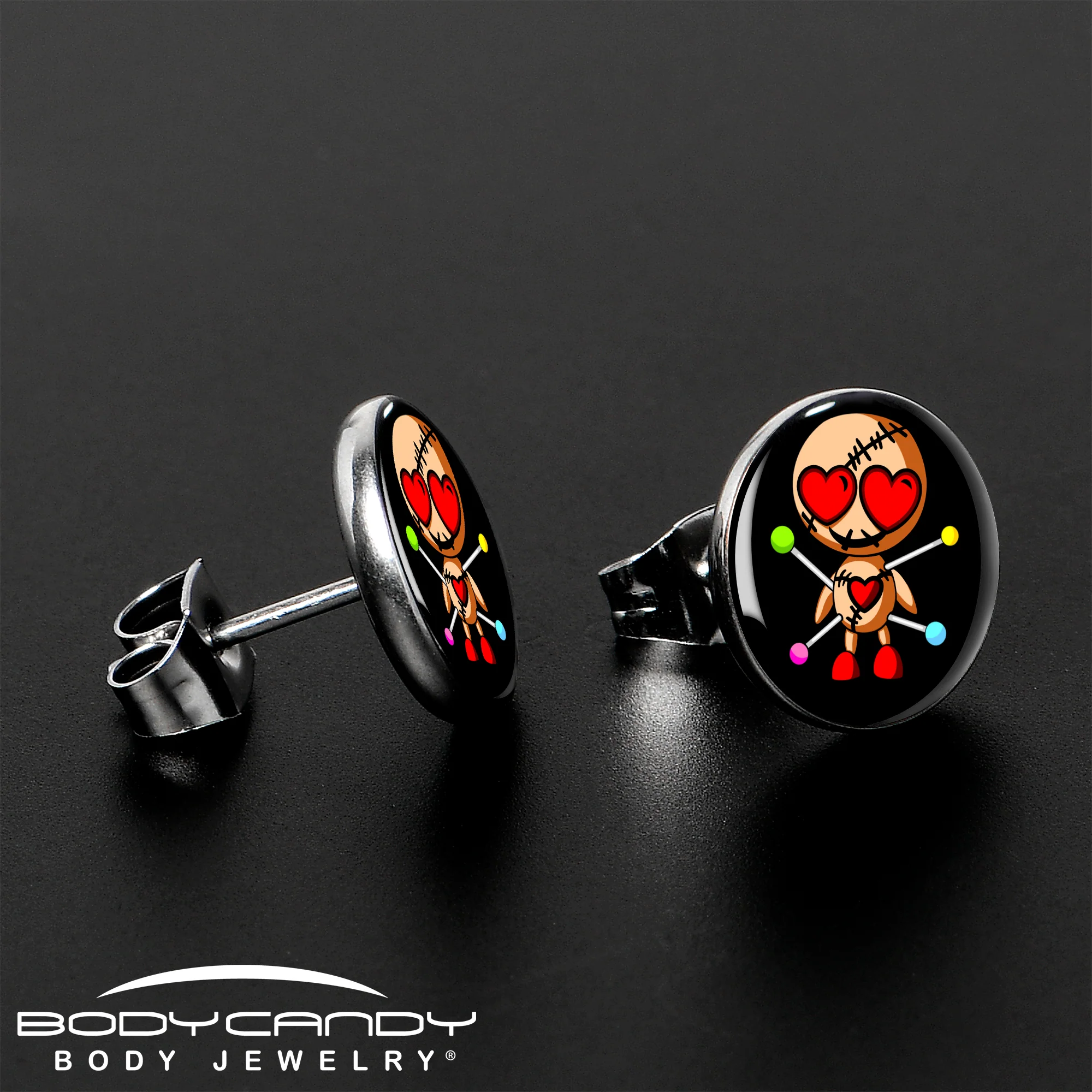 Valentine Heart Voodoo Doll Stud Earrings - Image 3