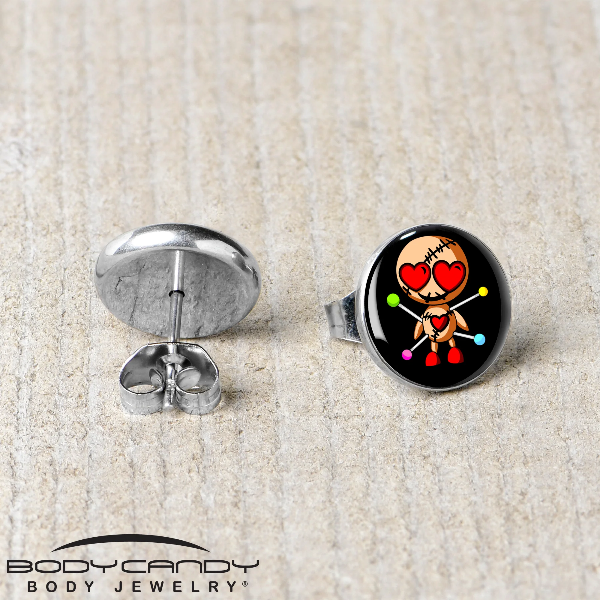 Valentine Heart Voodoo Doll Stud Earrings - Image 5