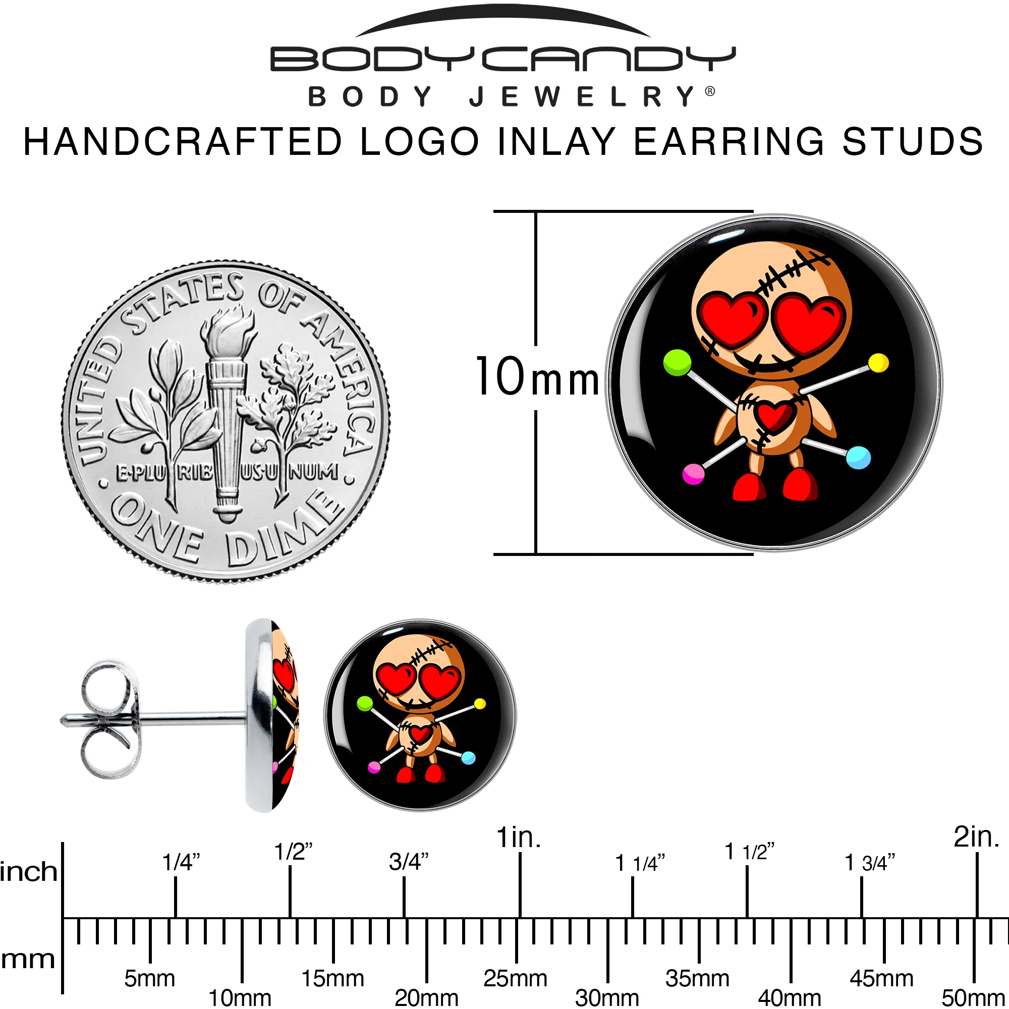 Valentine Heart Voodoo Doll Stud Earrings - Image 6