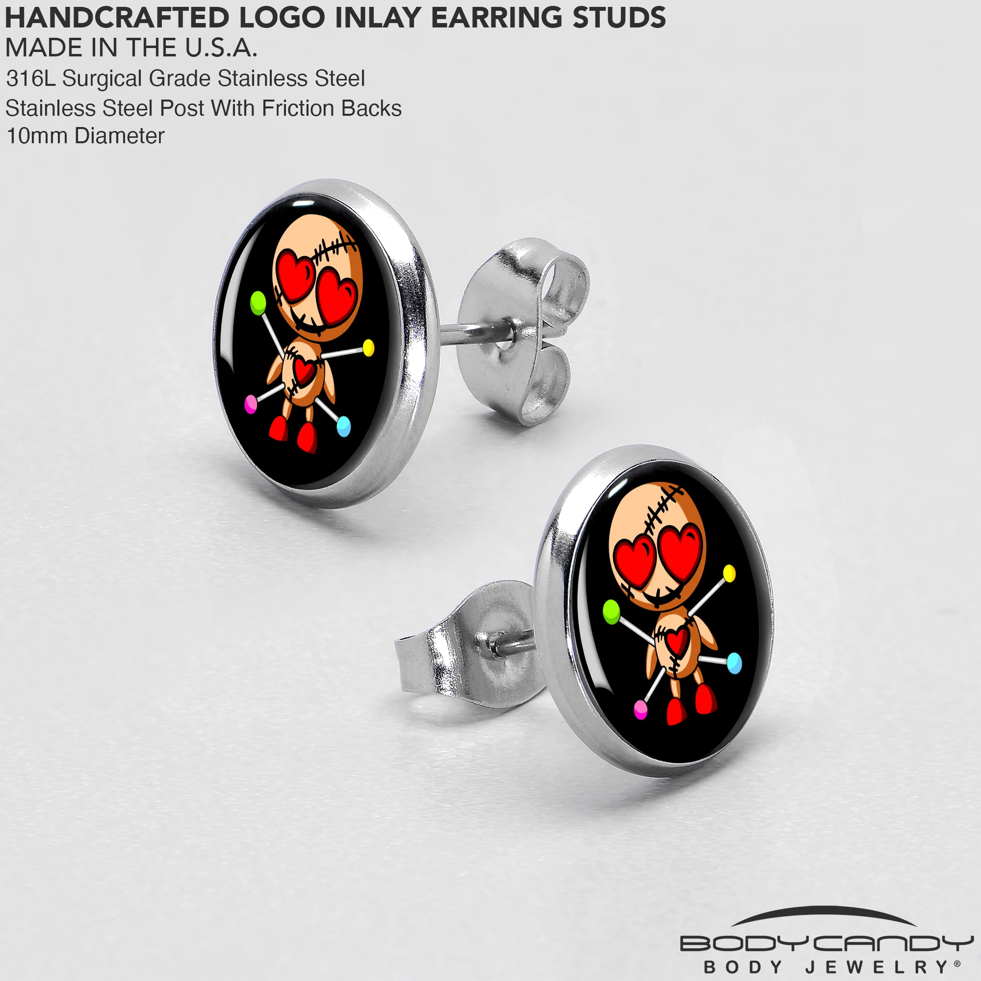 Valentine Heart Voodoo Doll Stud Earrings - Image 7