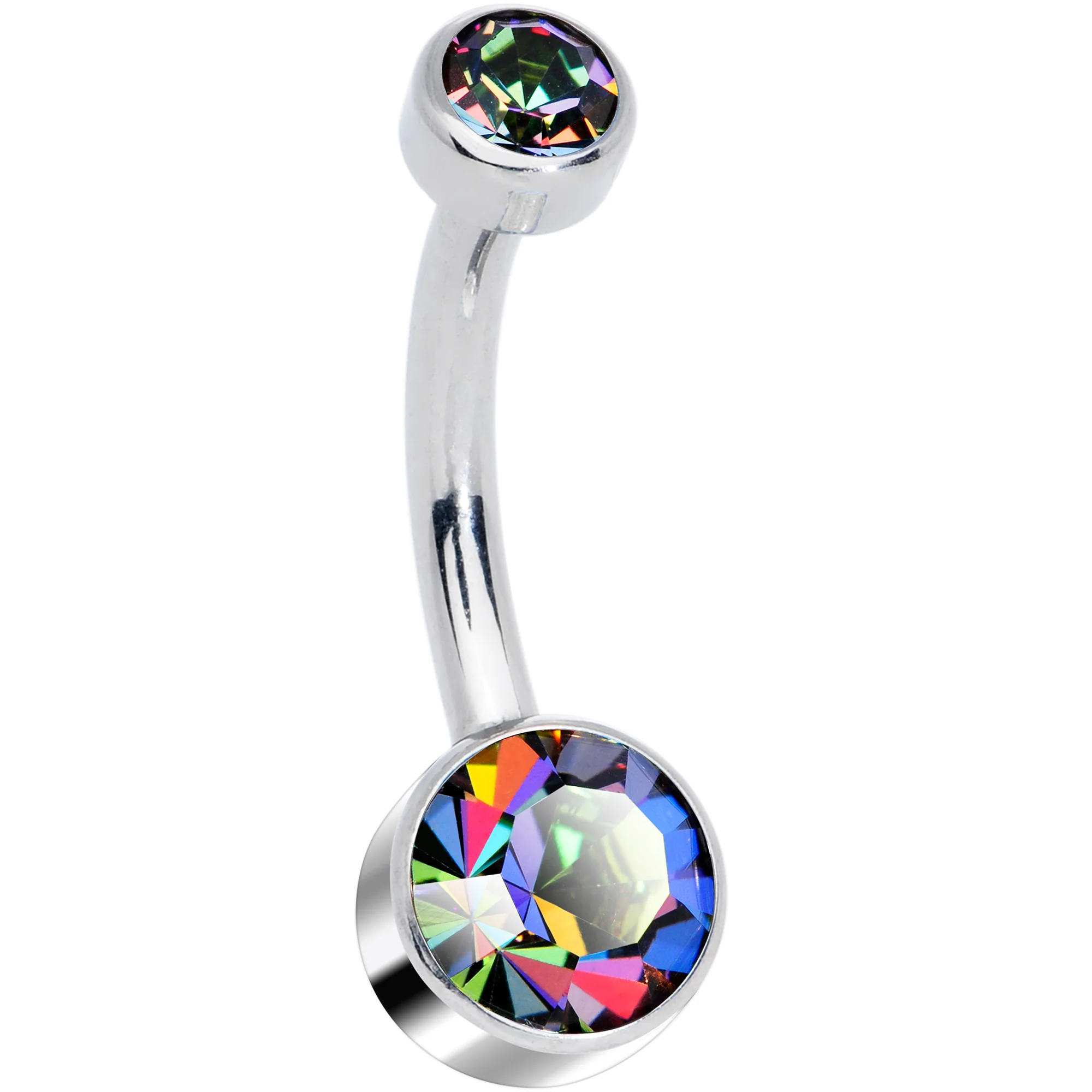 Vitrail 6mm Titanium Internal Thread Belly Ring Created with Crystals - Image 2