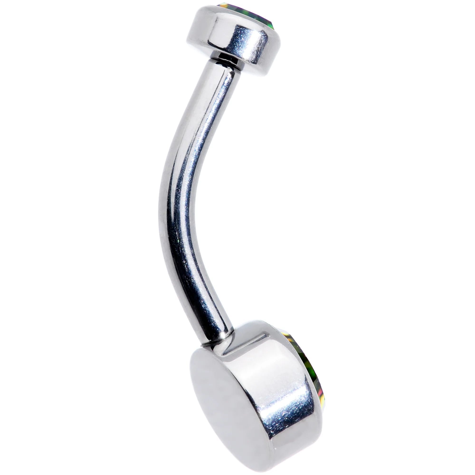 Vitrail 6mm Titanium Internal Thread Belly Ring Created with Crystals - Image 4