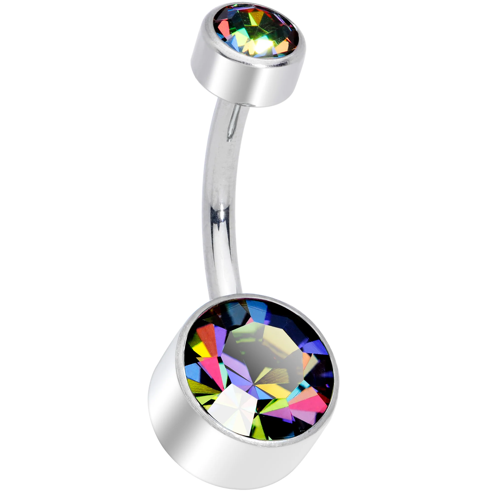 Vitrail 8mm Titanium Internal Thread Belly Ring Created with Crystals