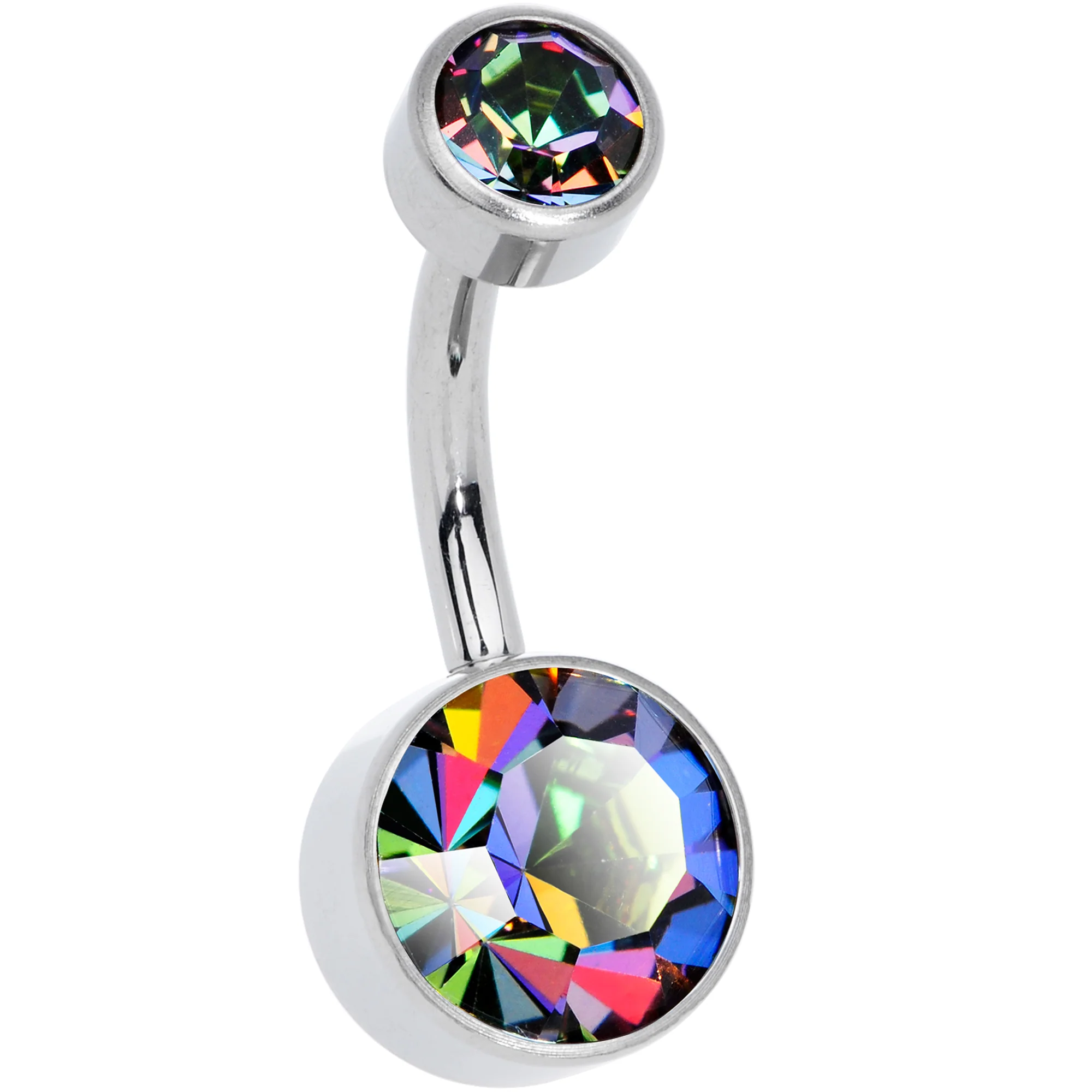 Vitrail 8mm Titanium Internal Thread Belly Ring Created with Crystals - Image 2