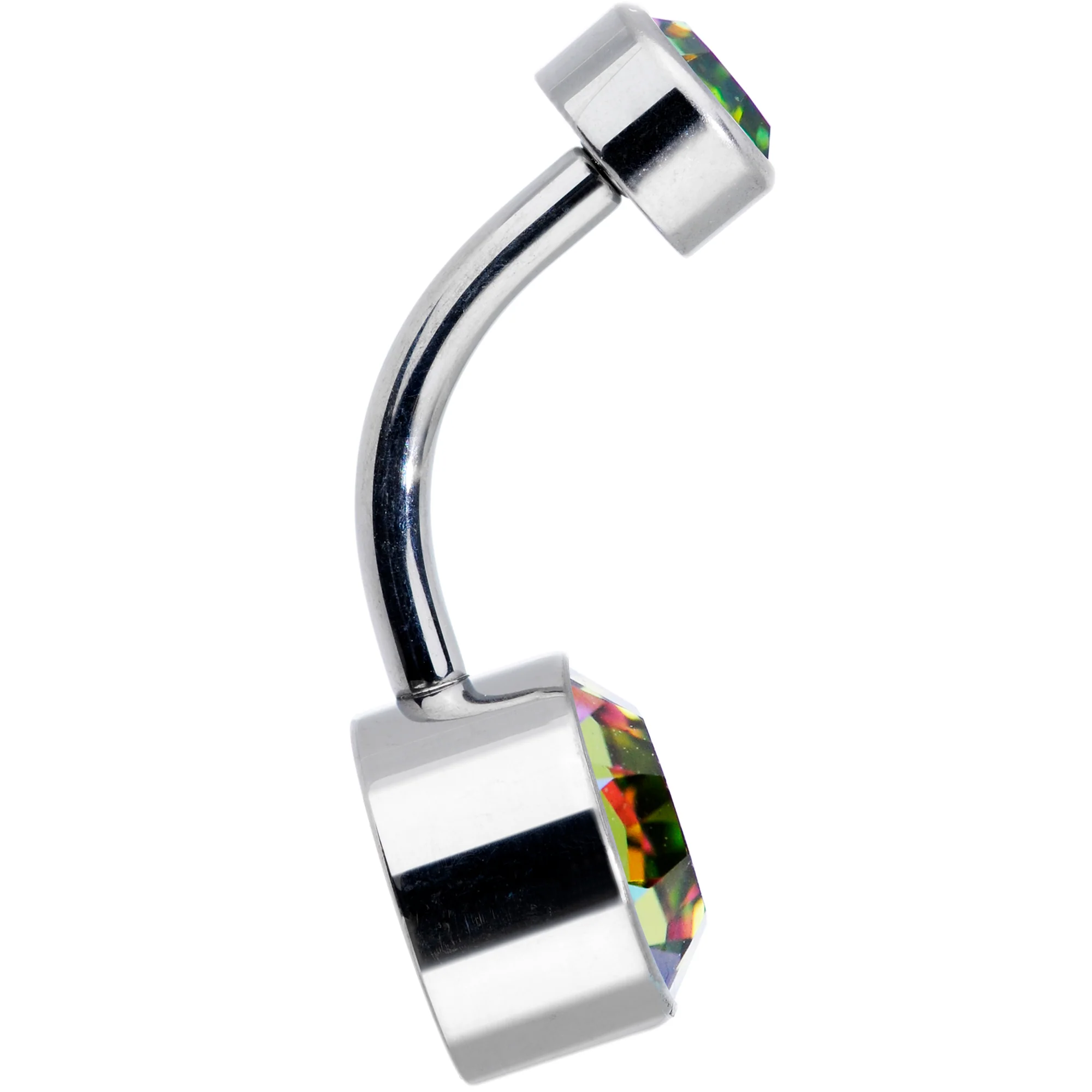 Vitrail 8mm Titanium Internal Thread Belly Ring Created with Crystals - Image 3