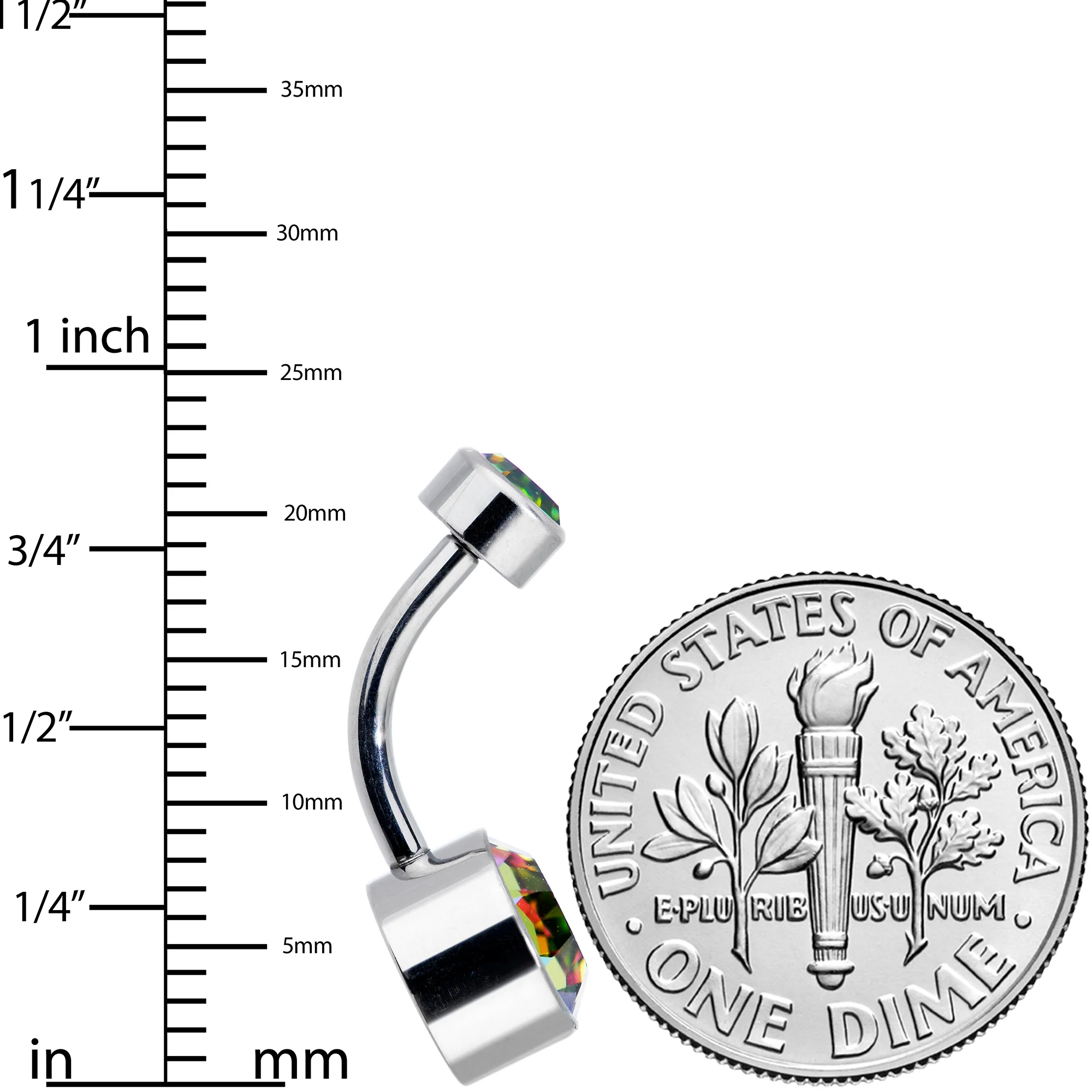 Vitrail 8mm Titanium Internal Thread Belly Ring Created with Crystals - Image 4