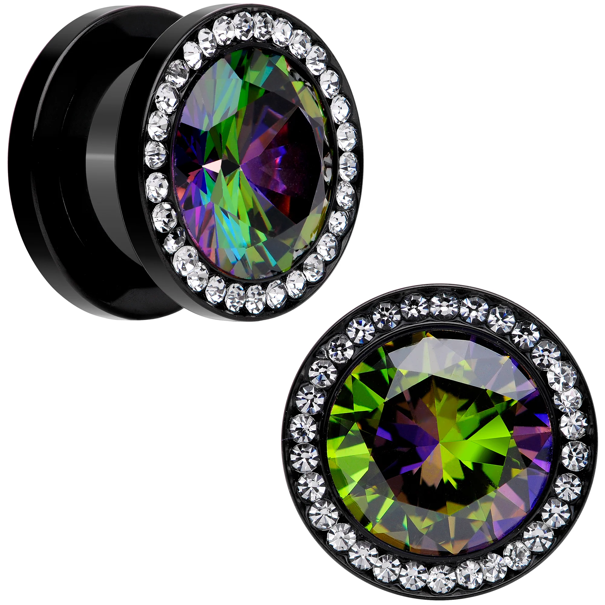 Vitrail Clear CZ Gem Black Hypnotic Screw Fit Plug Set - Image 10