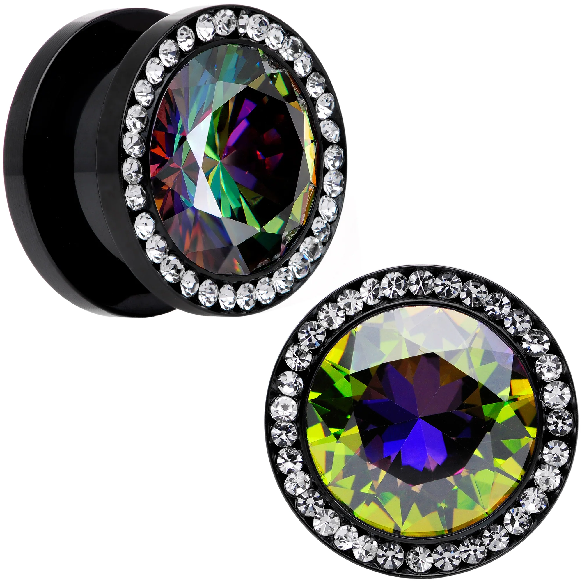 Vitrail Clear CZ Gem Black Hypnotic Screw Fit Plug Set - Image 12