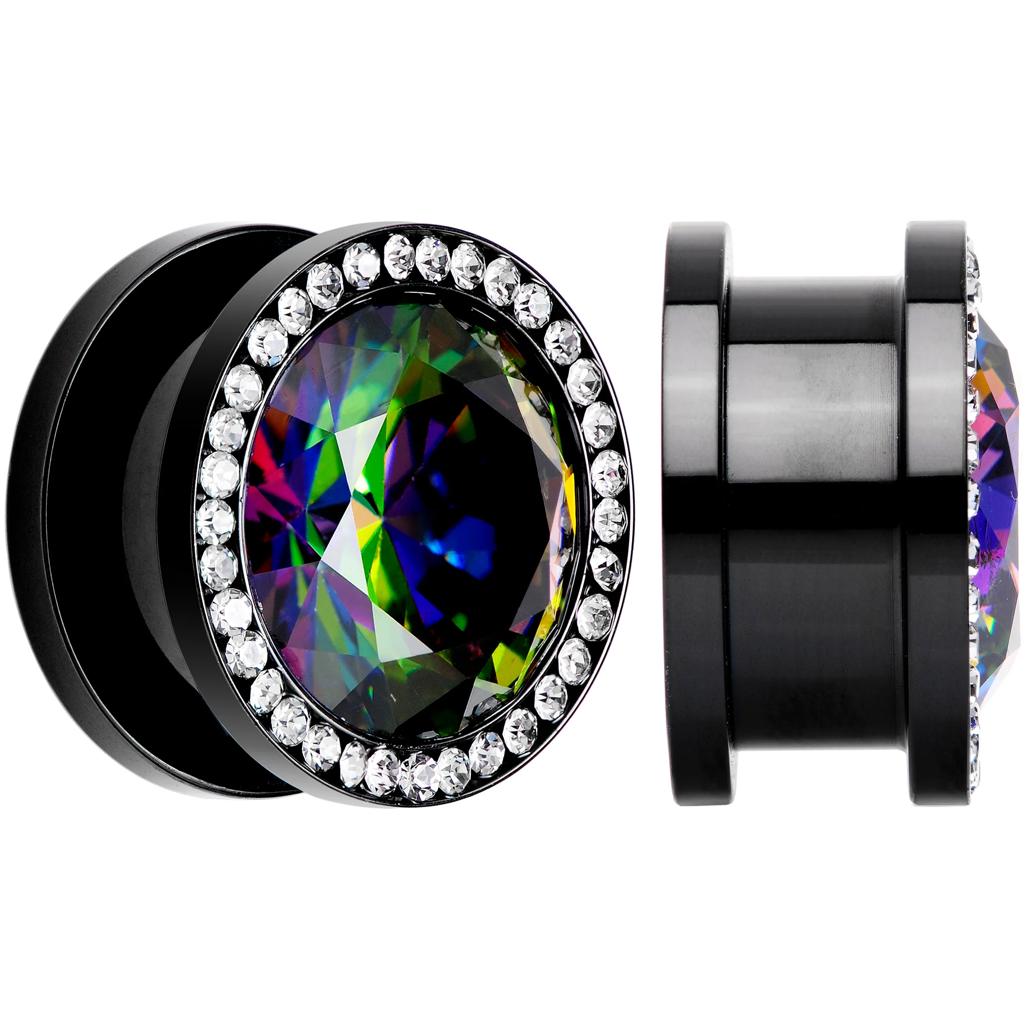 Vitrail Clear CZ Gem Black Hypnotic Screw Fit Plug Set - Image 13