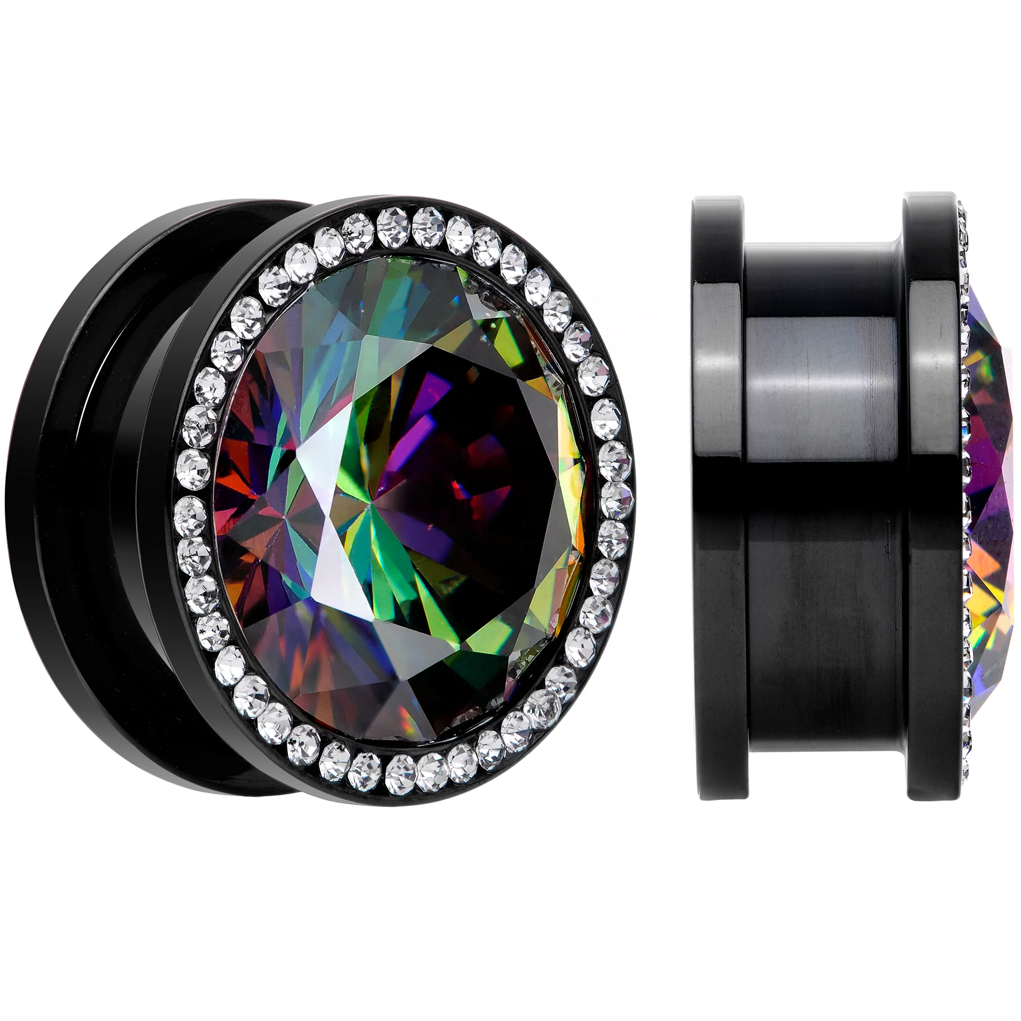 Vitrail Clear CZ Gem Black Hypnotic Screw Fit Plug Set - Image 14