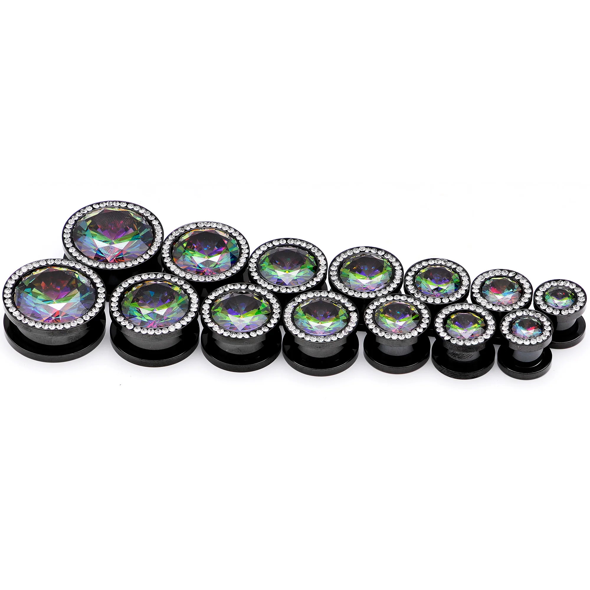 Vitrail Clear CZ Gem Black Hypnotic Screw Fit Plug Set - Image 6
