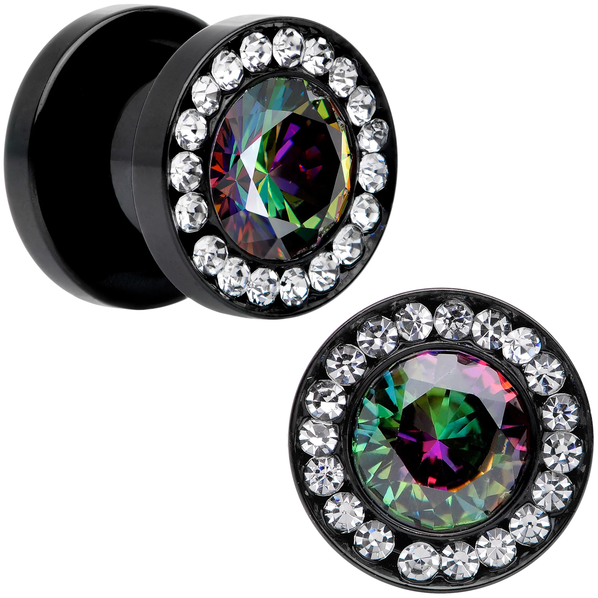 Vitrail Clear CZ Gem Black Hypnotic Screw Fit Plug Set - Image 7
