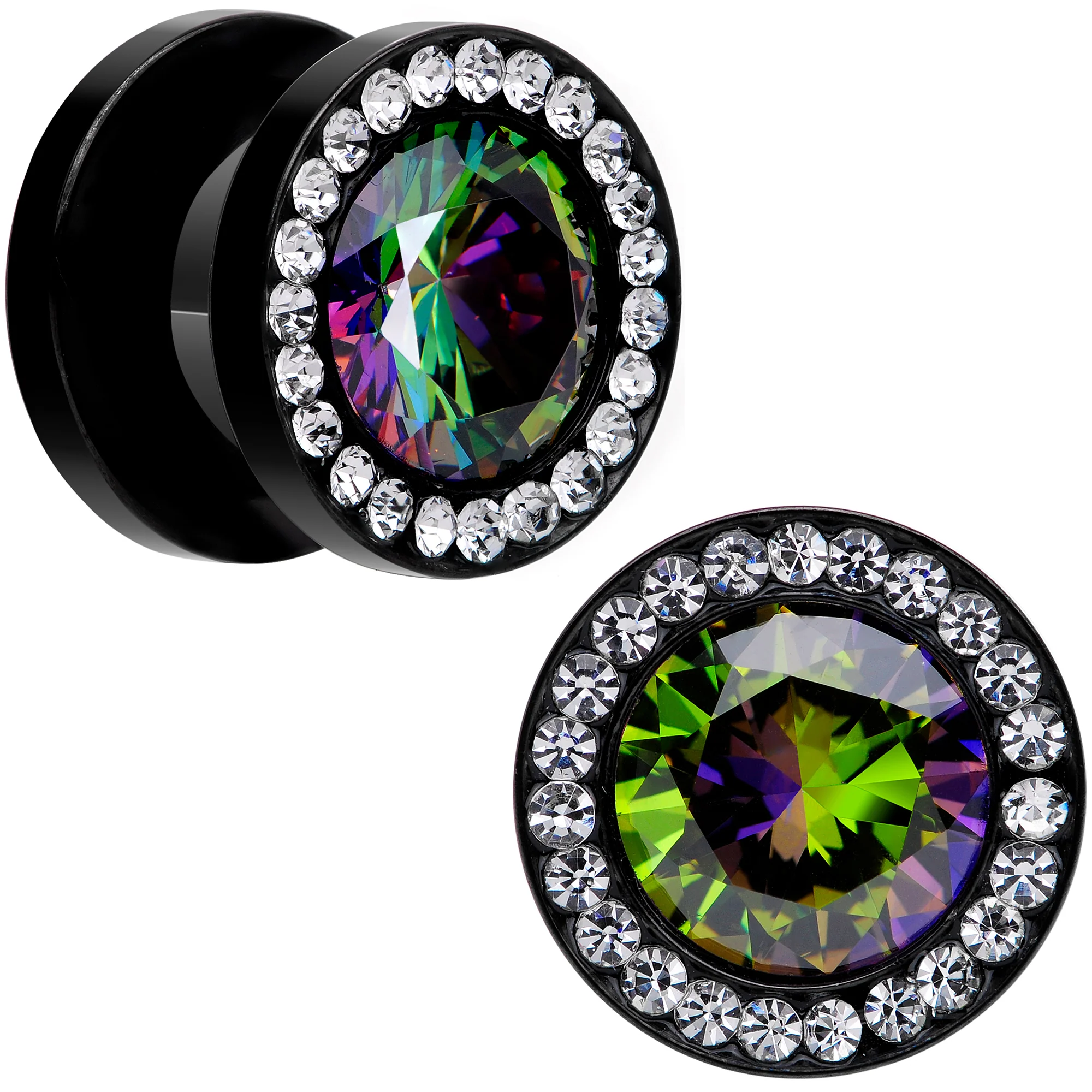 Vitrail Clear CZ Gem Black Hypnotic Screw Fit Plug Set - Image 8