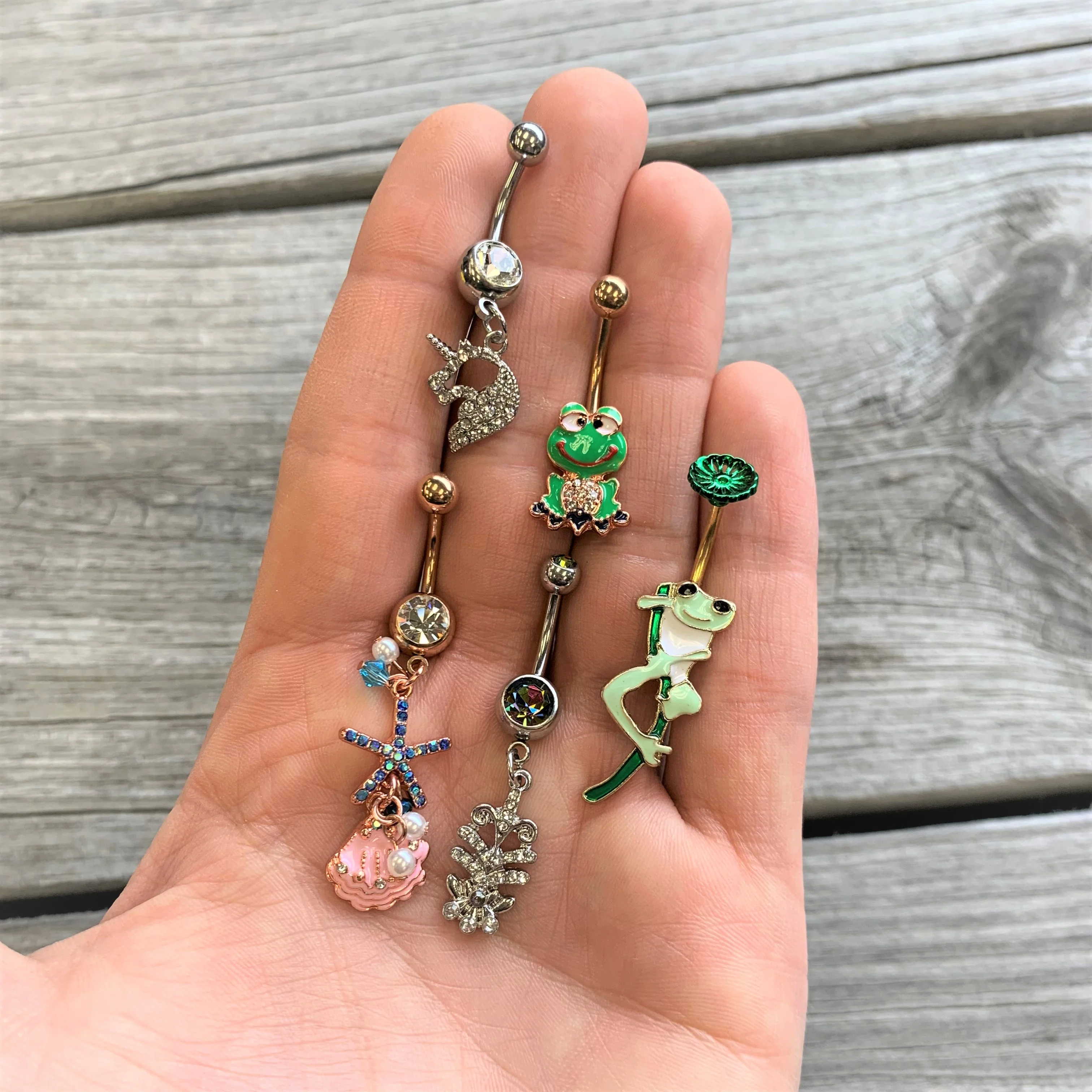 Vitrail Clear Gem Abstract Charm Dangle Belly Ring - Image 2