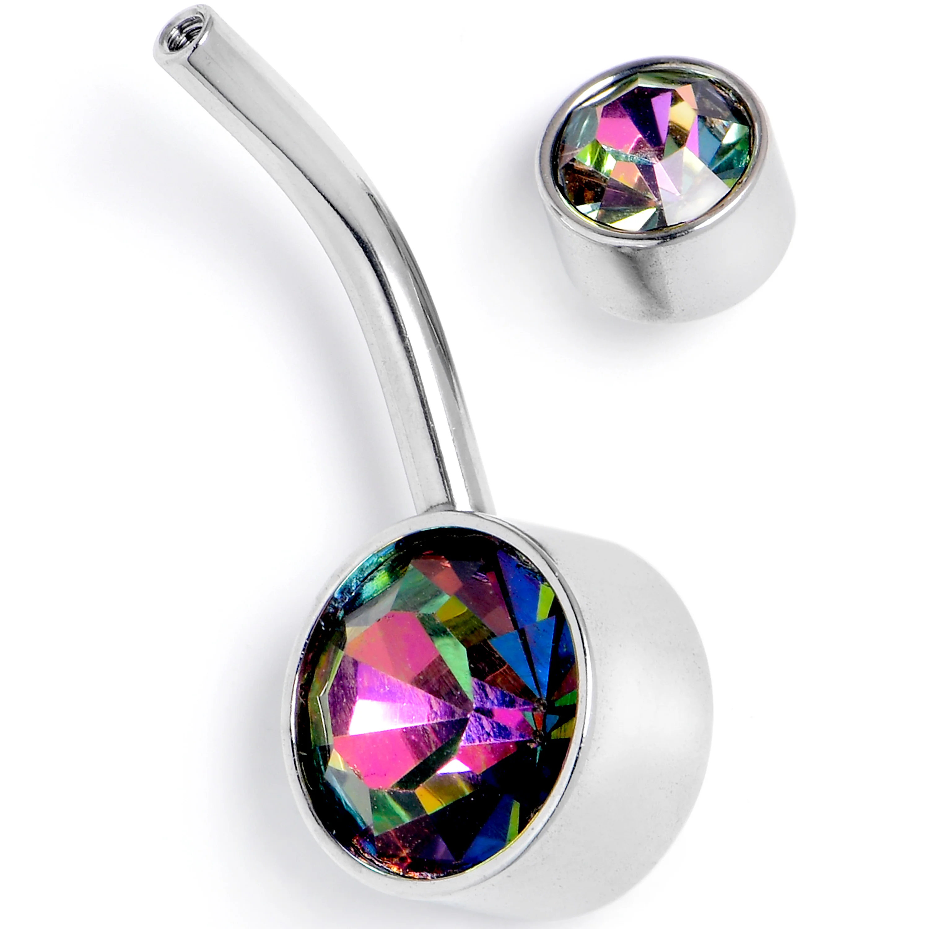 Vitrail CZ Gem Internally Threaded Simple Belly Ring - Image 2