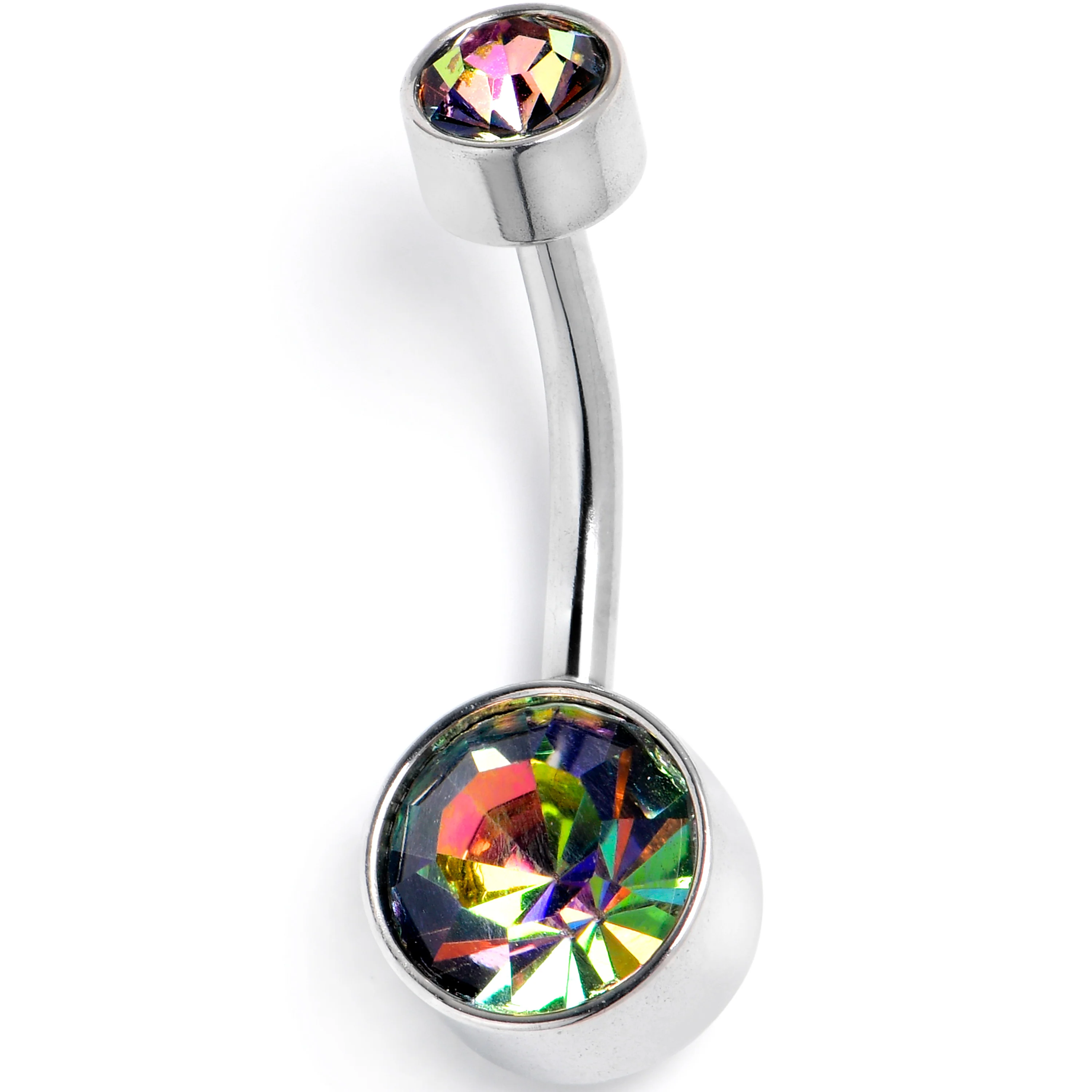 Vitrail CZ Gem Internally Threaded Simple Belly Ring - Image 3