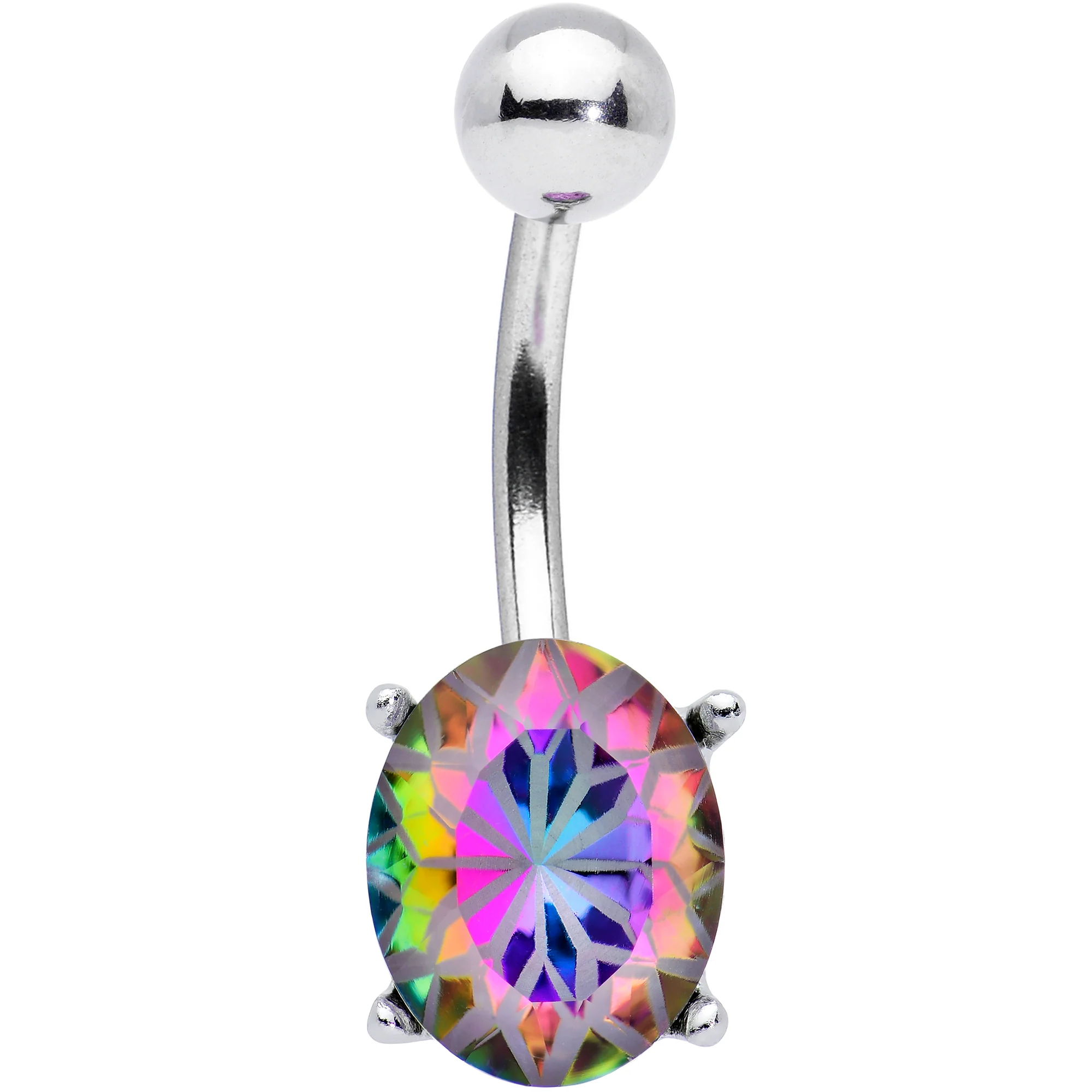 Vitrail Gem Oval Flower Mandala Stylish Elegance Belly Ring - Image 2