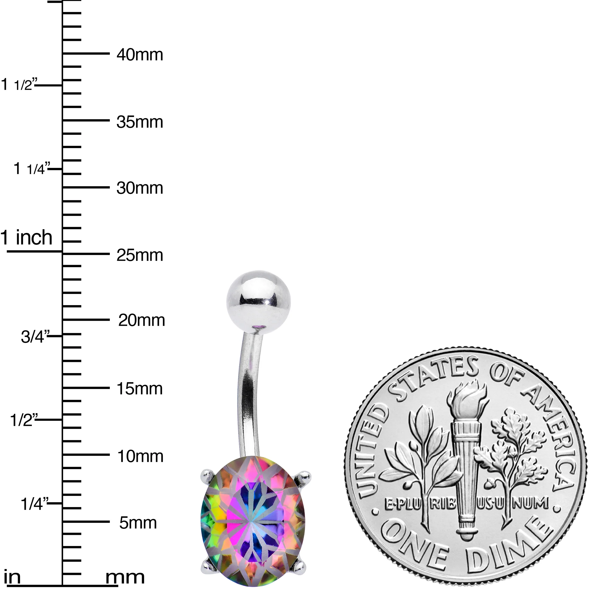 Vitrail Gem Oval Flower Mandala Stylish Elegance Belly Ring - Image 3