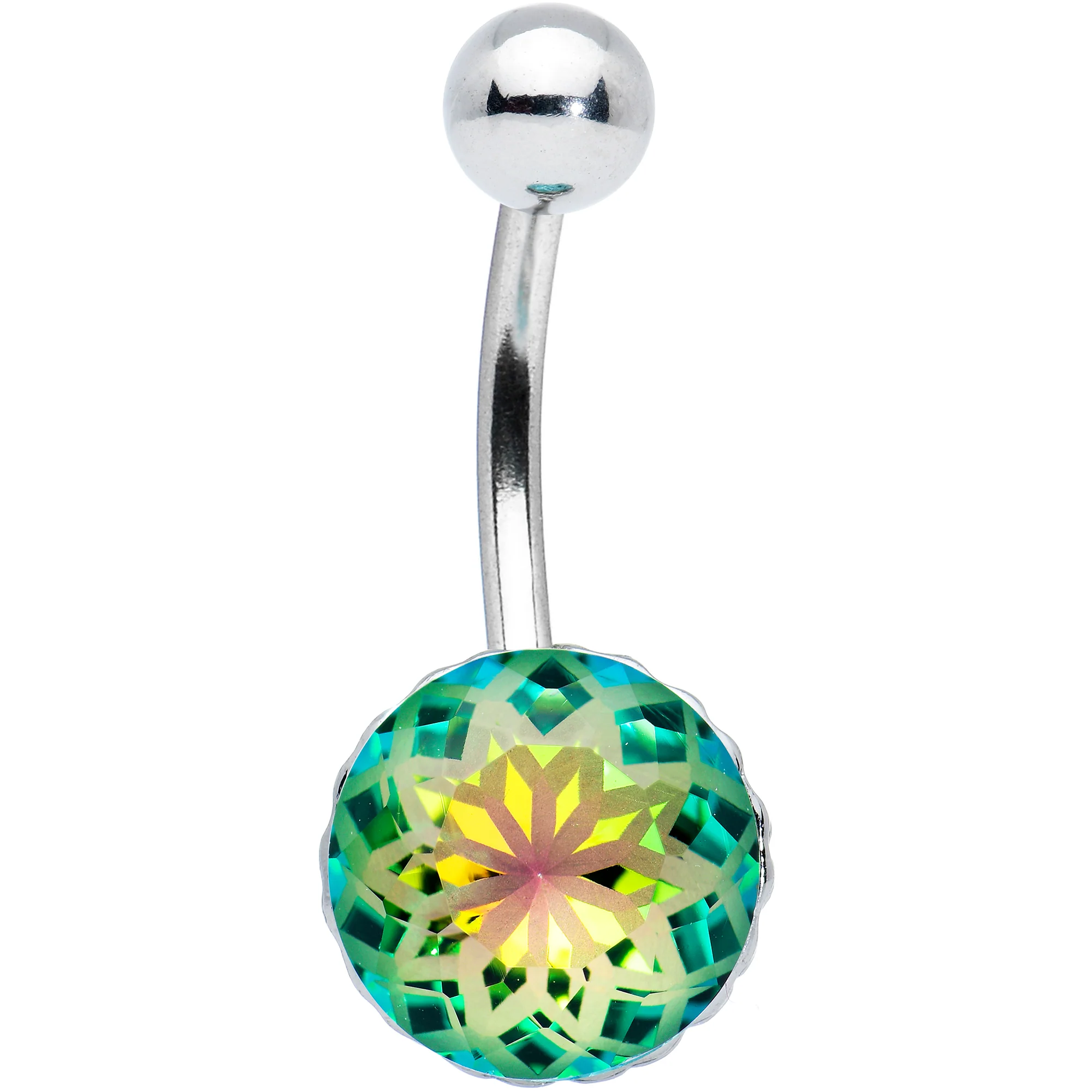 Vitrail Gem Stylish Elegance Mandala Flower Belly Ring - Image 2