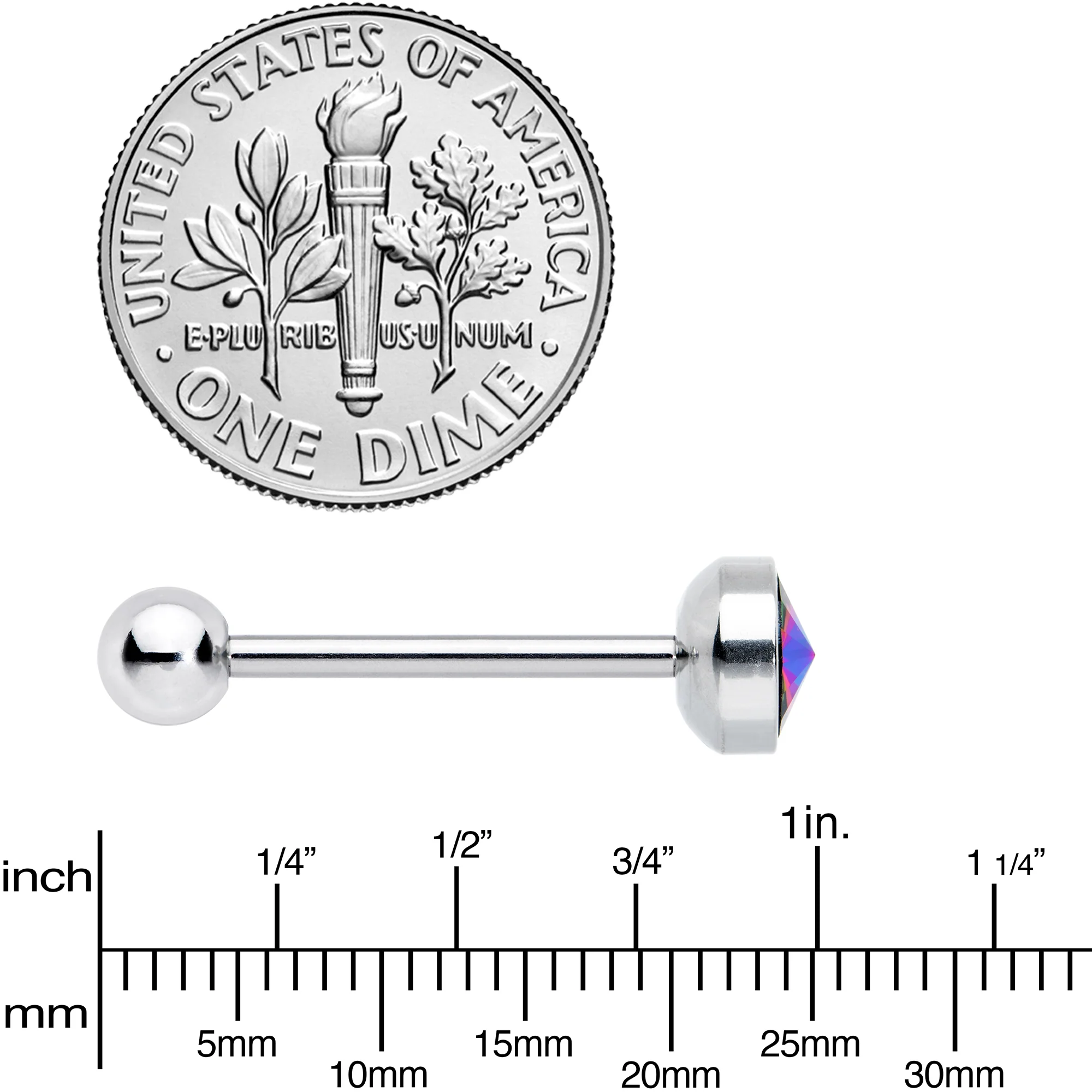 Vitrail Gem Top Simply Lovely Barbell Tongue Ring - Image 4
