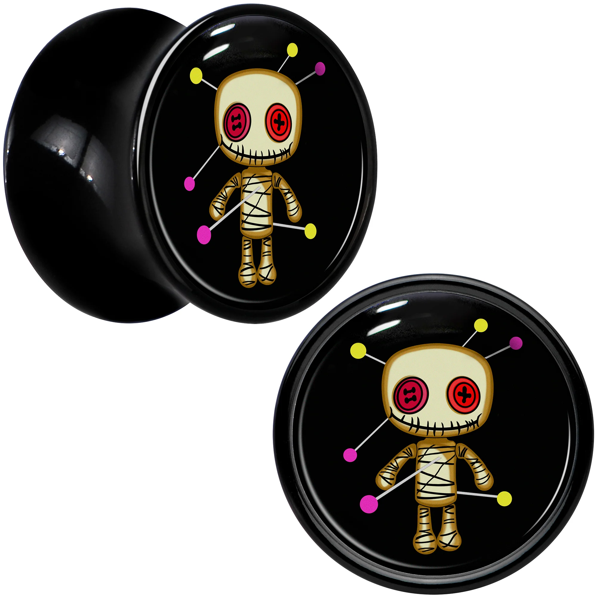 0G Voodoo Doll Black Acrylic Saddle Plug Set by Onyx O - Image 2