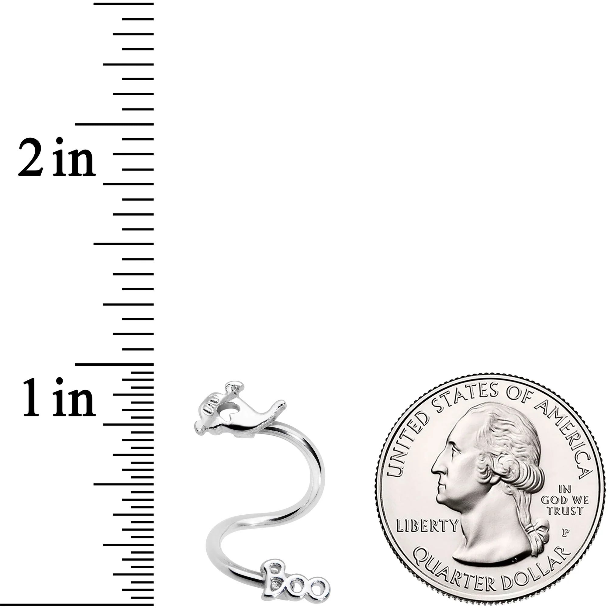 Wailing Ghost Boo Halloween Spiral Twister Belly Ring - Image 2