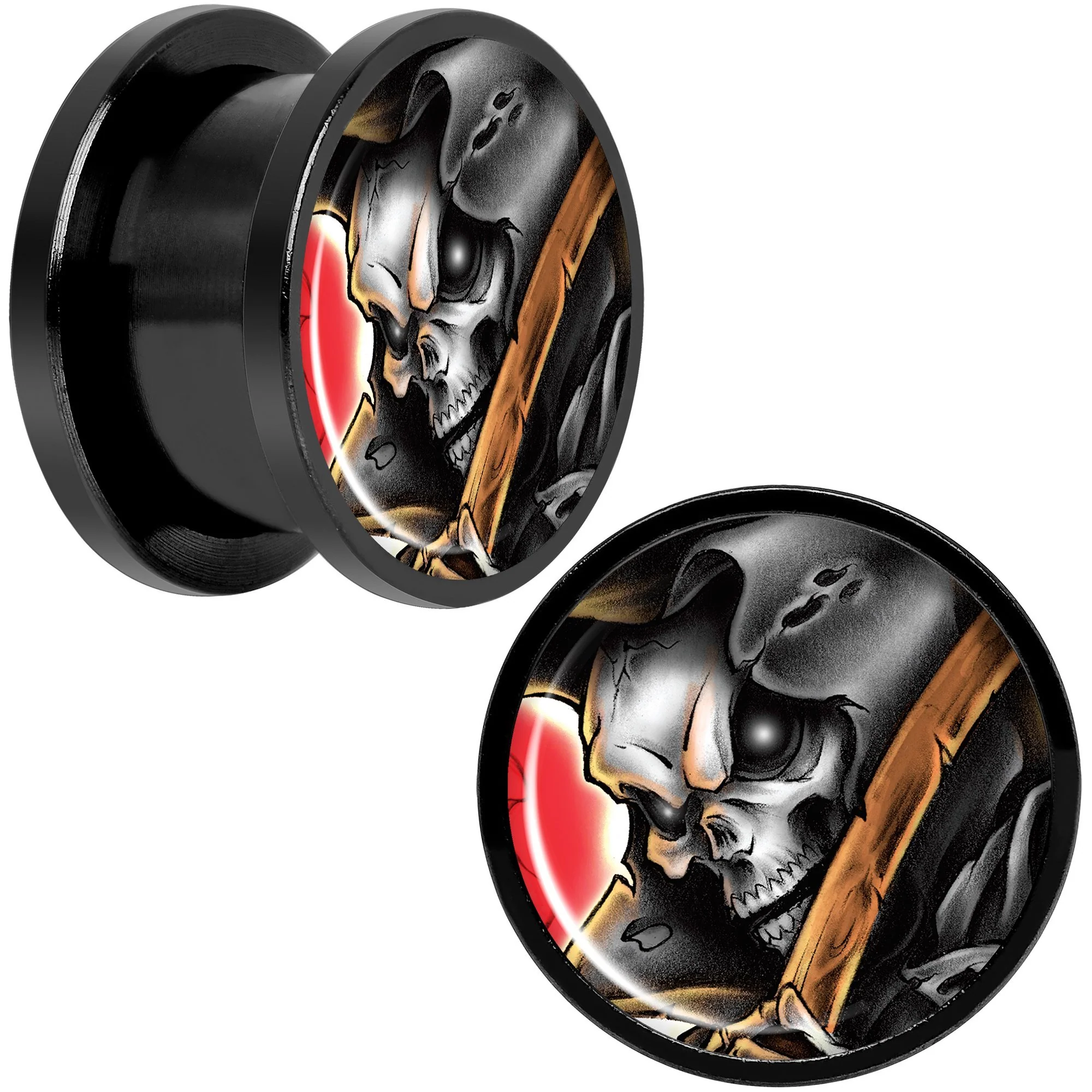 Wake the Dead Grim Reaper Halloween Black Anodized Plug Set 5mm to 16mm - Image 10