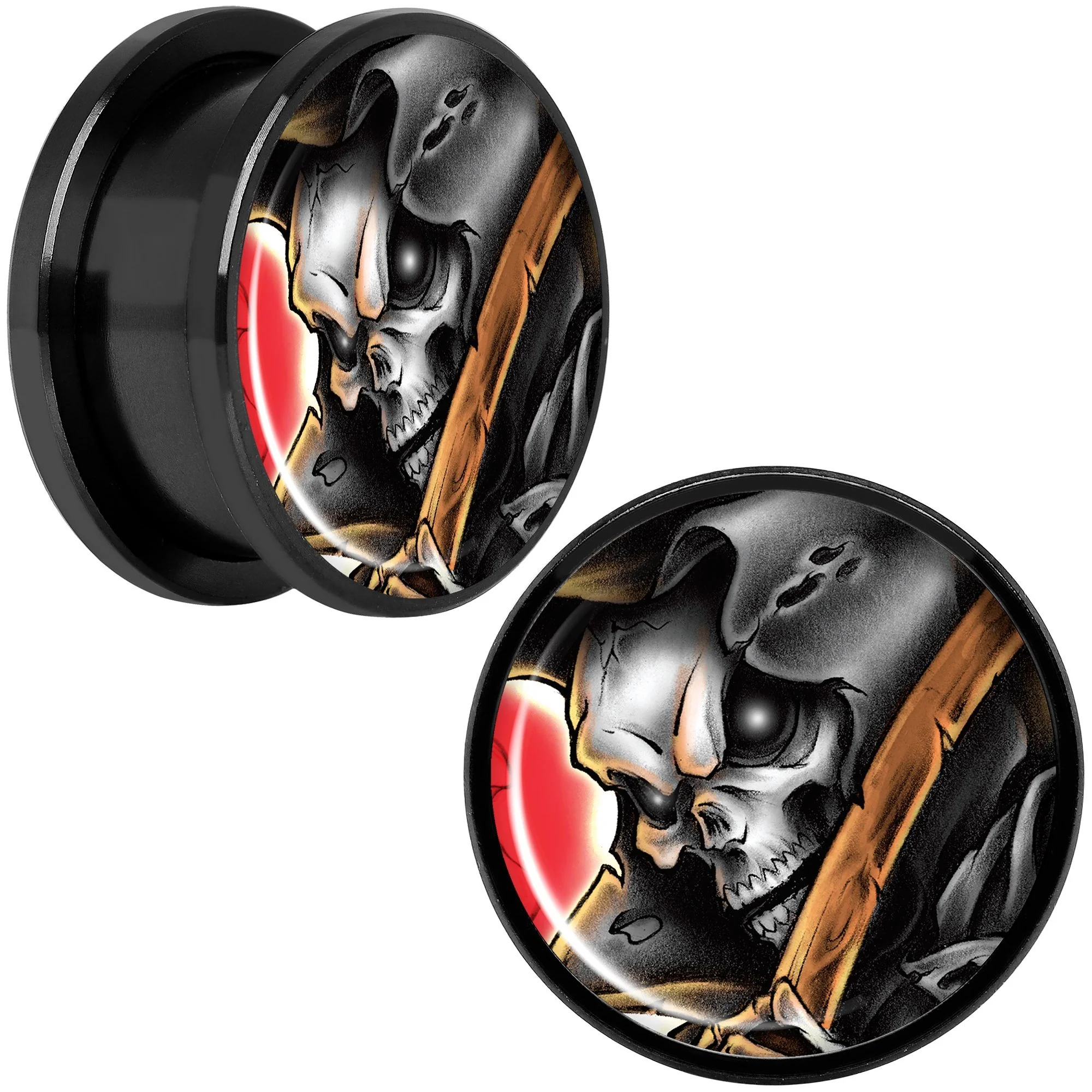 Wake the Dead Grim Reaper Halloween Black Anodized Plug Set 5mm to 16mm - Image 12