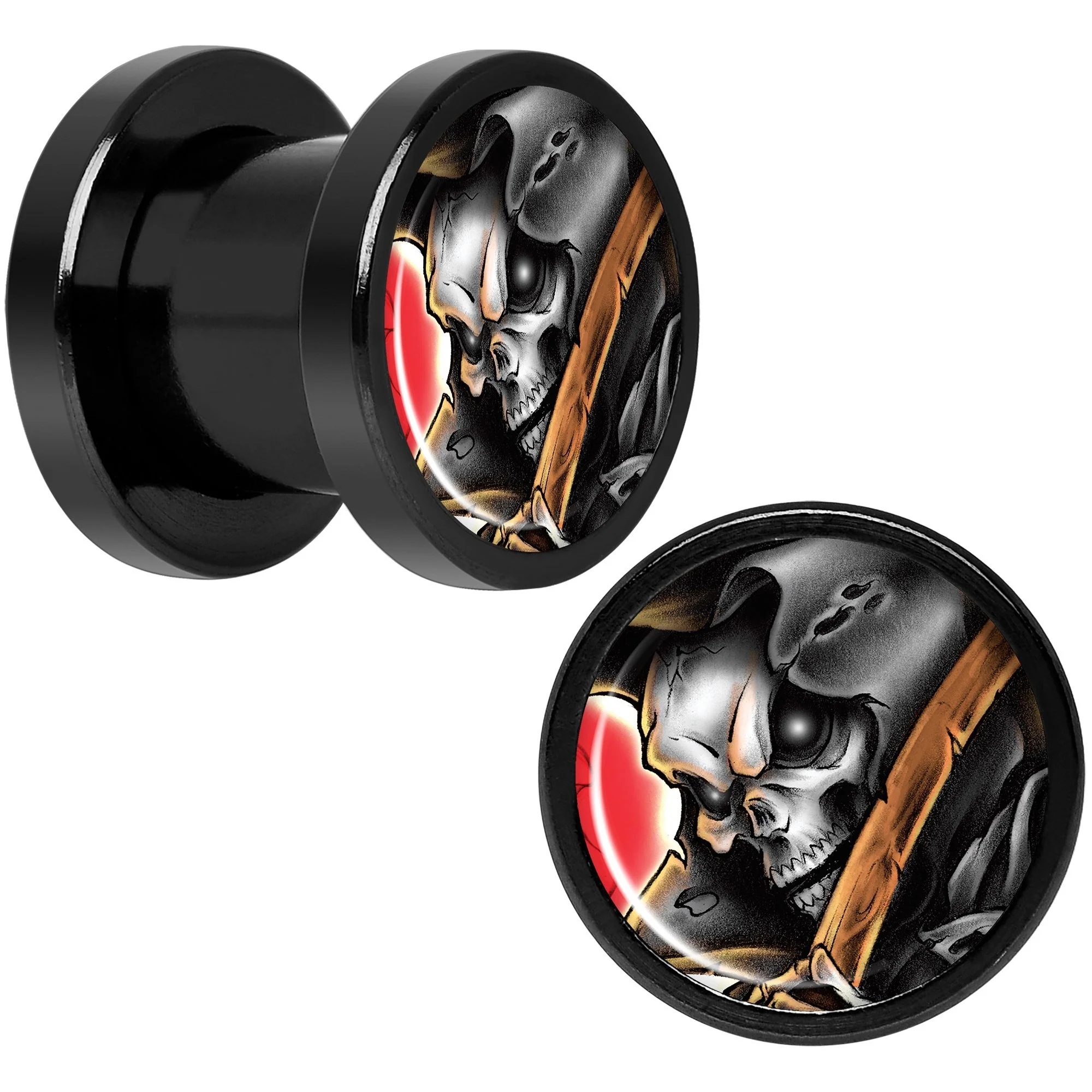 Wake the Dead Grim Reaper Halloween Black Anodized Plug Set 5mm to 16mm - Image 6