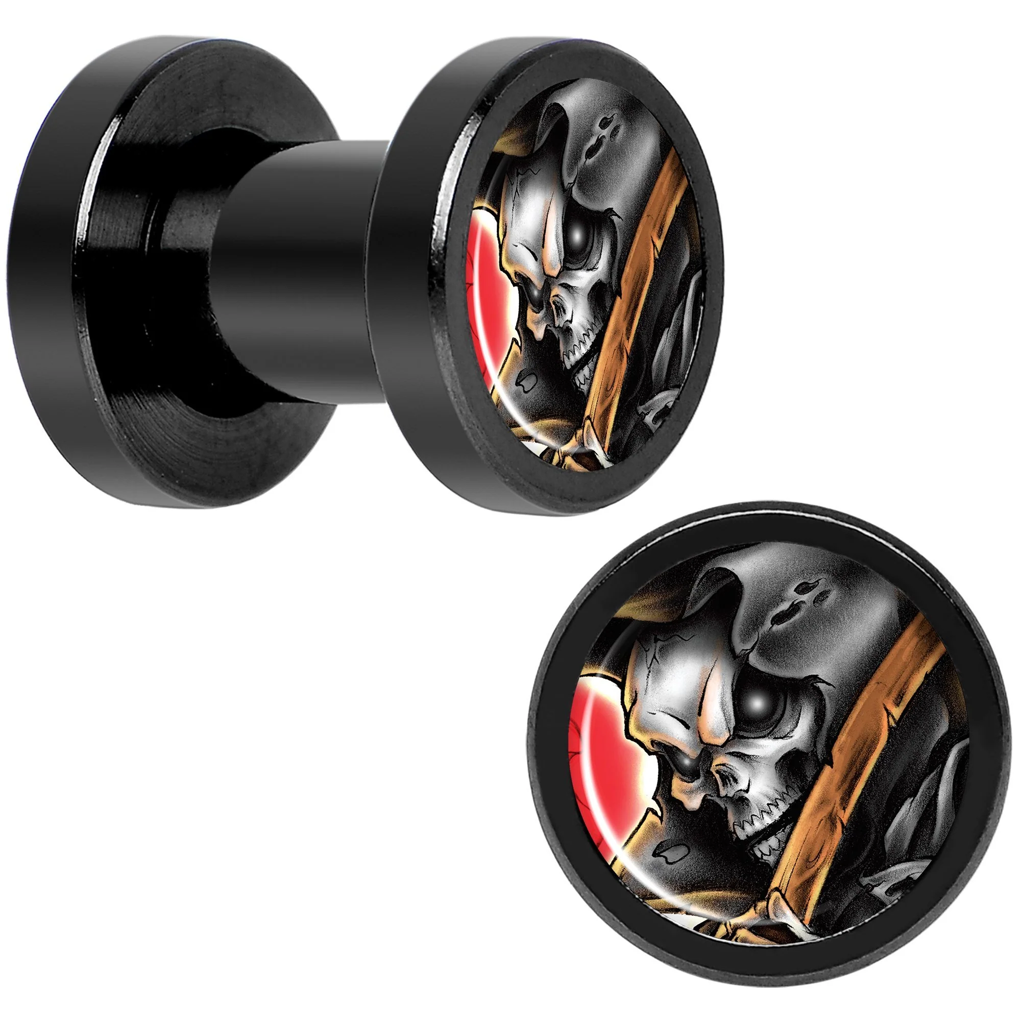 Wake the Dead Grim Reaper Halloween Black Anodized Plug Set 5mm to 16mm - Image 7