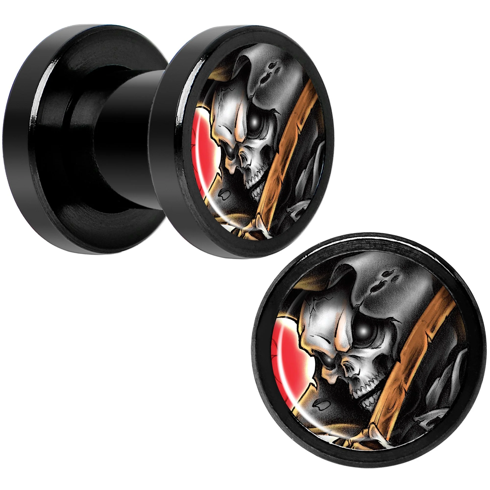 Wake the Dead Grim Reaper Halloween Black Anodized Plug Set 5mm to 16mm - Image 8