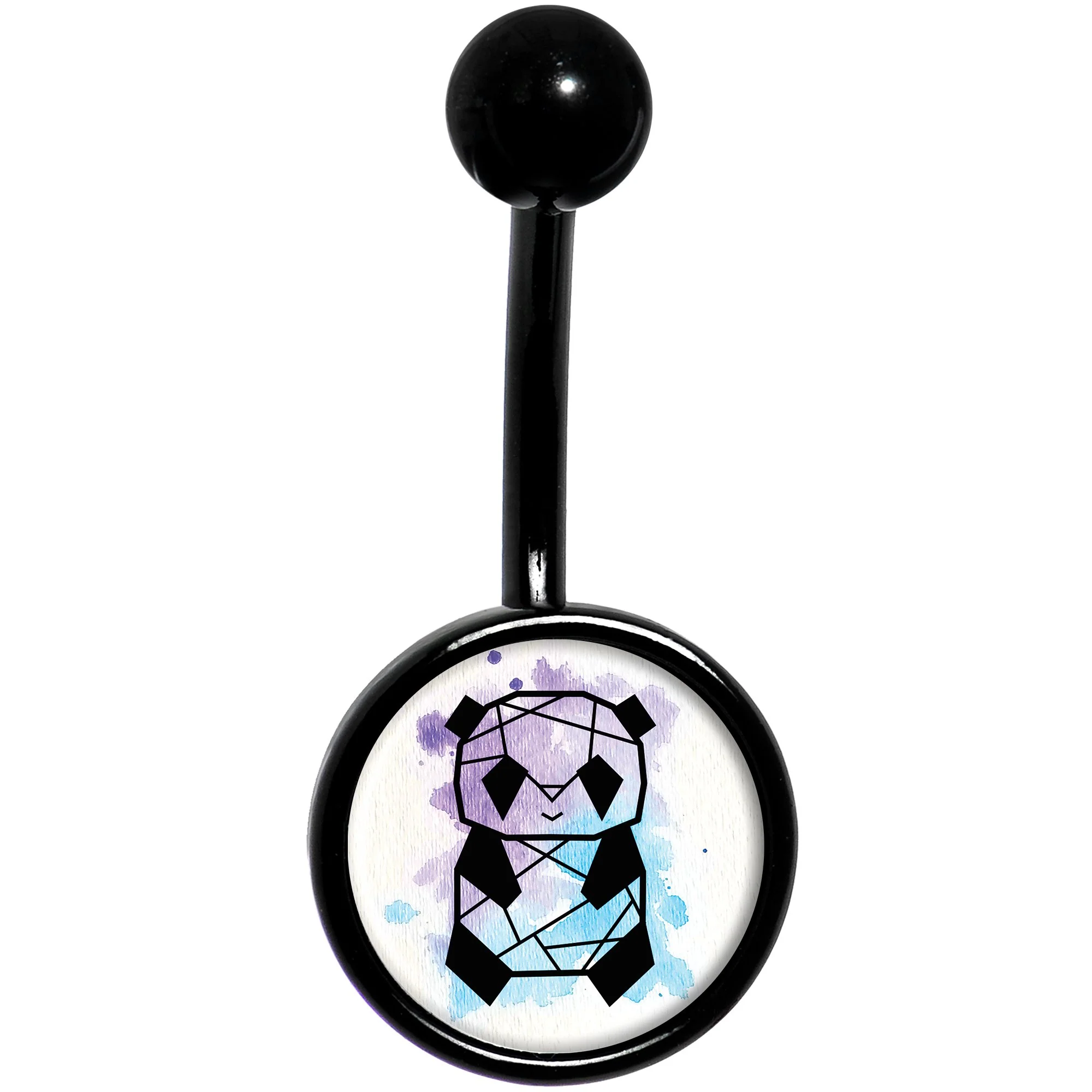 Watercolor Geometric Panda Black Belly Ring - Image 2