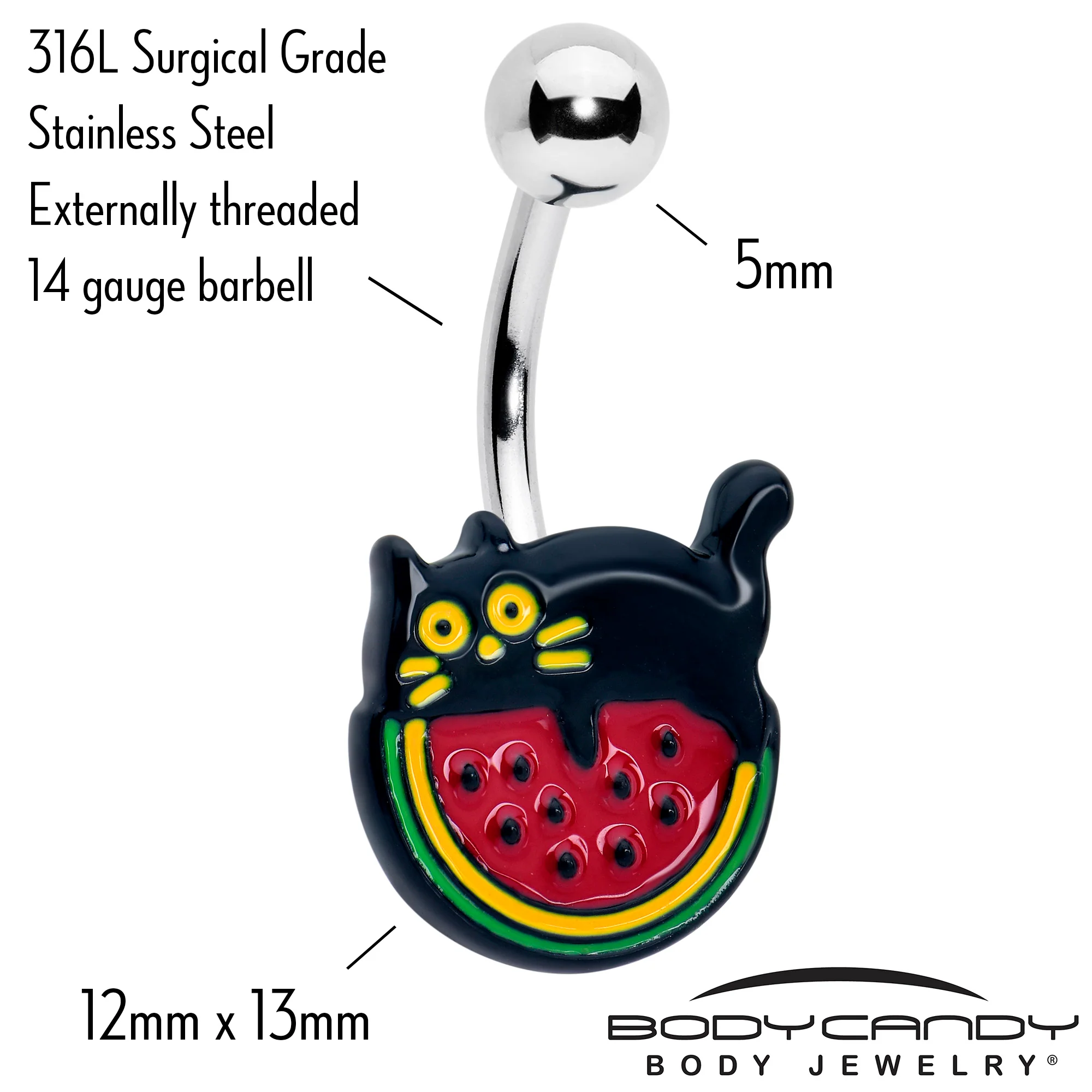 Watermelon Cat Love Belly Ring - Image 2