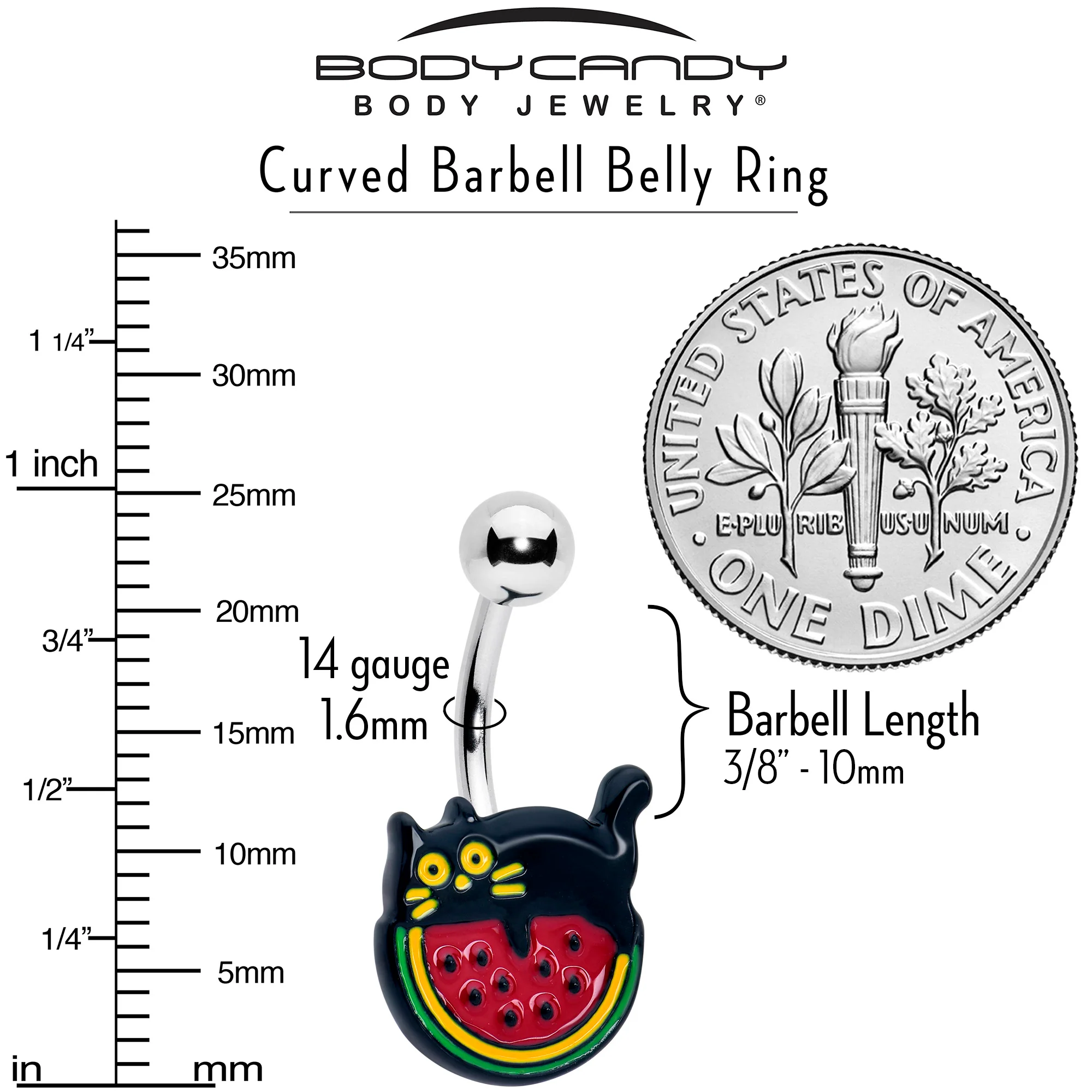 Watermelon Cat Love Belly Ring - Image 3