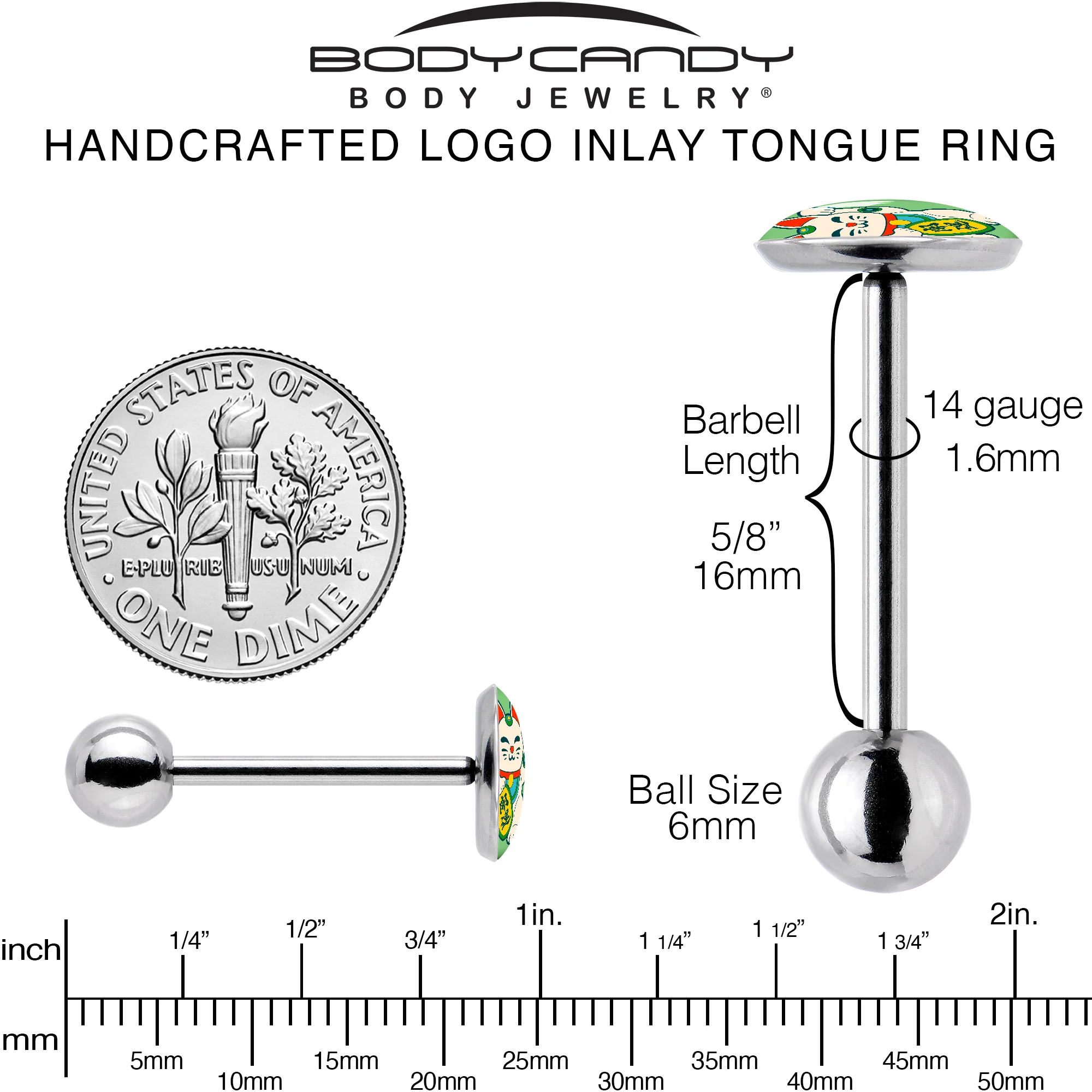 Waving Cat Barbell Tongue Ring by Onyx O - Image 5