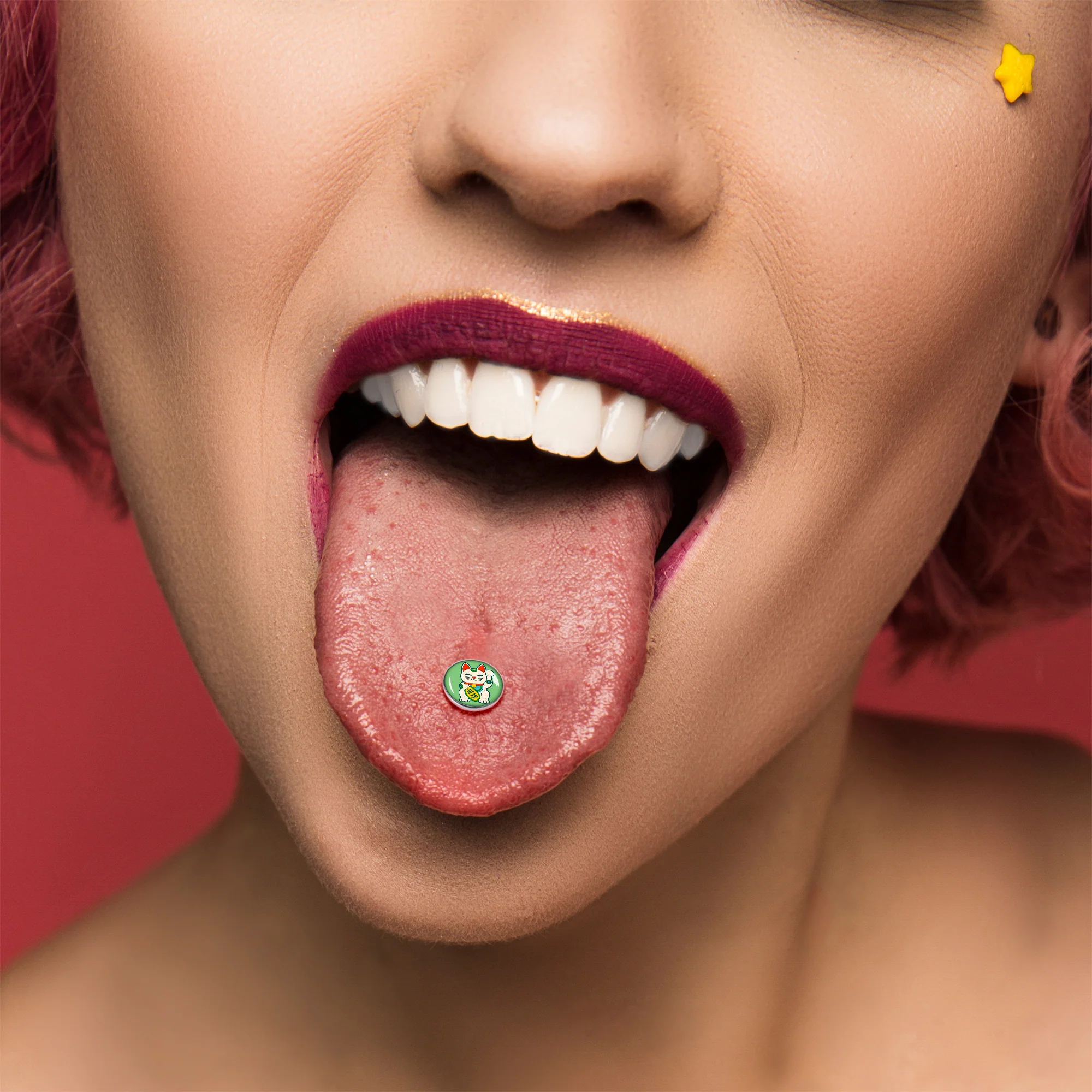 Waving Cat Barbell Tongue Ring by Onyx O - Image 6