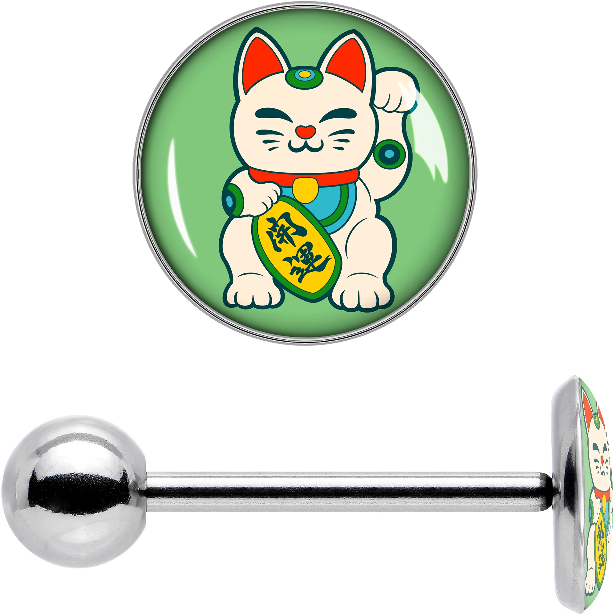 Waving Cat Barbell Tongue Ring by Onyx O - Image 7