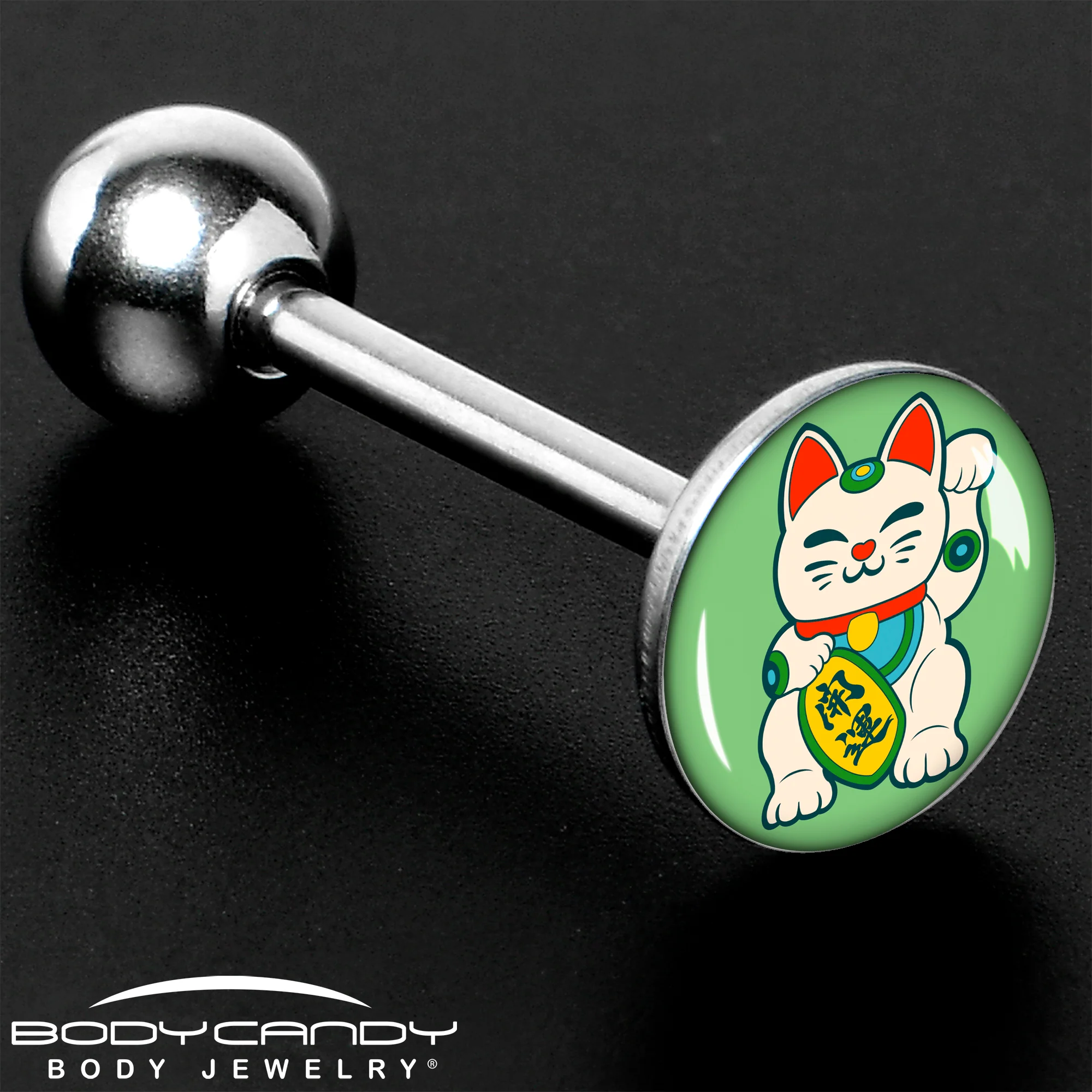 Waving Cat Barbell Tongue Ring by Onyx O - Image 8