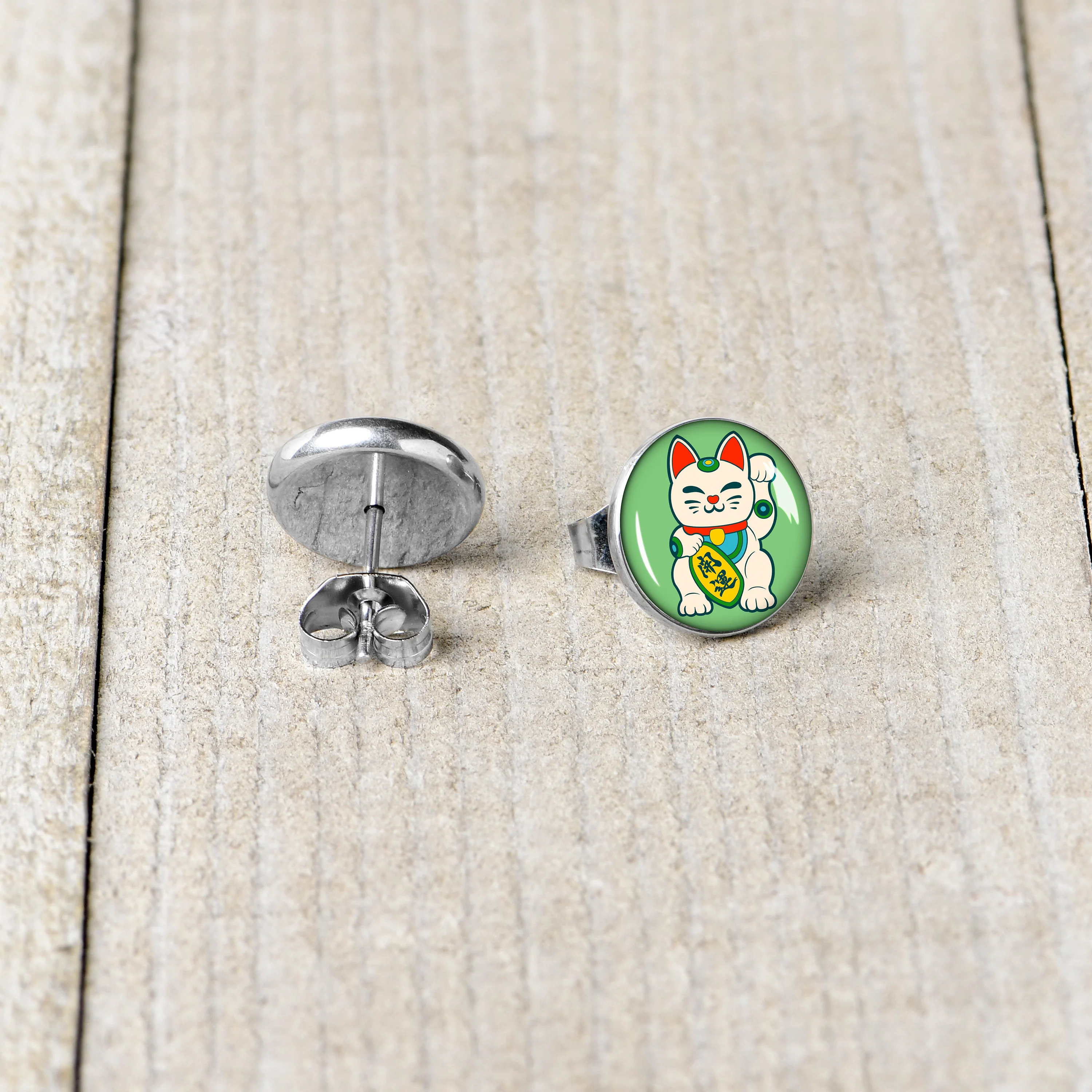 Waving Cat Stud Earrings by Onyx O - Image 5