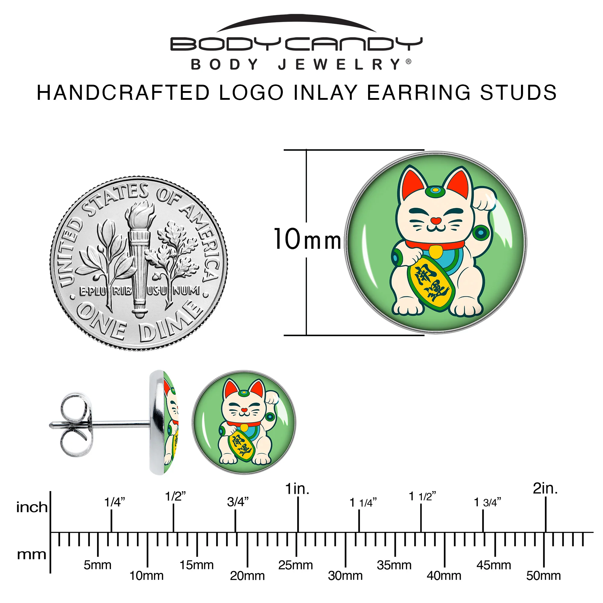 Waving Cat Stud Earrings by Onyx O - Image 6