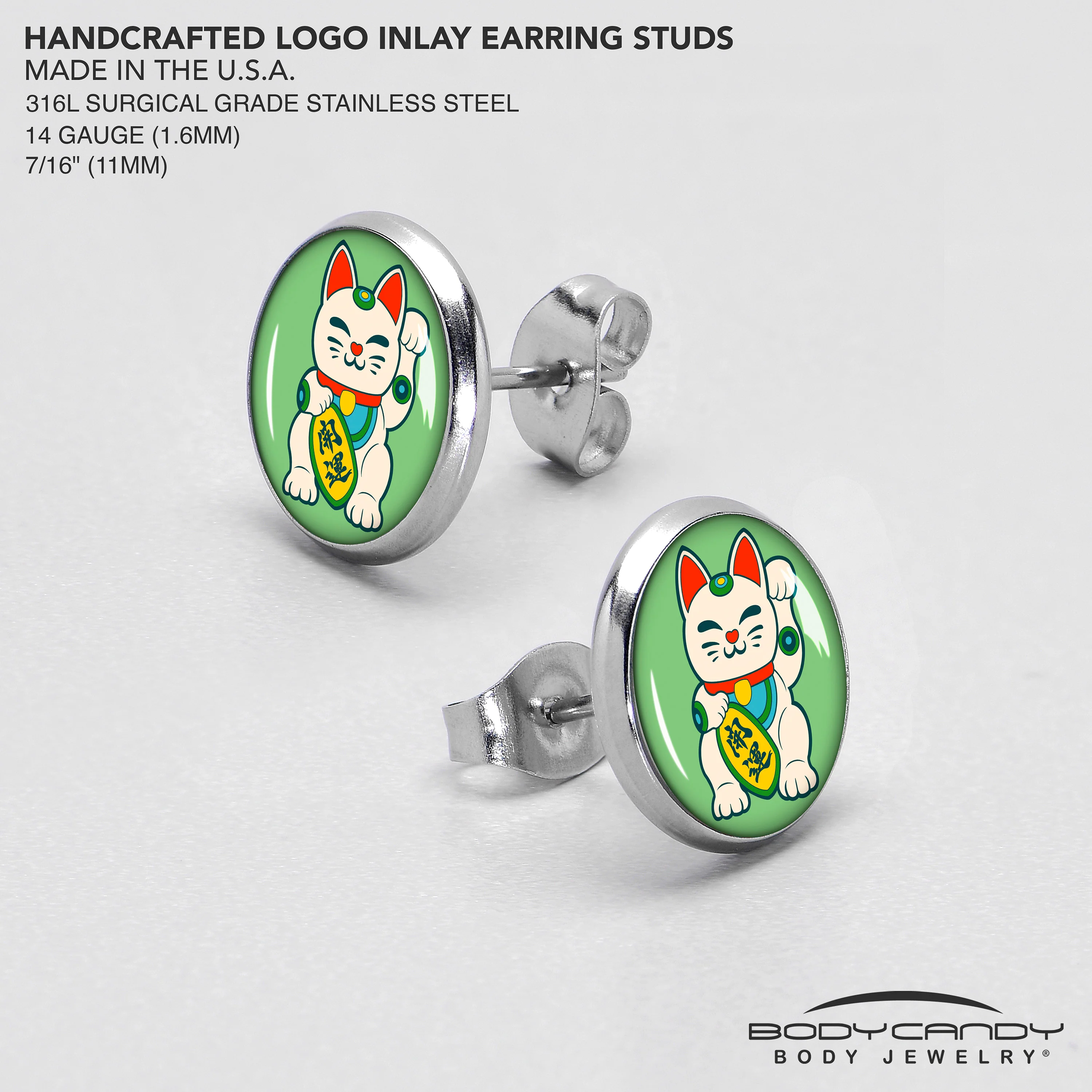 Waving Cat Stud Earrings by Onyx O - Image 7
