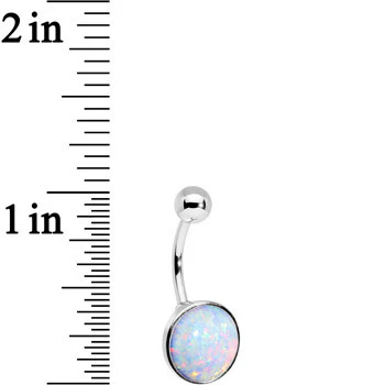 Wear Me White Synthetic Opal Stainless Steel Bottom Mount Belly Ring - Image 3